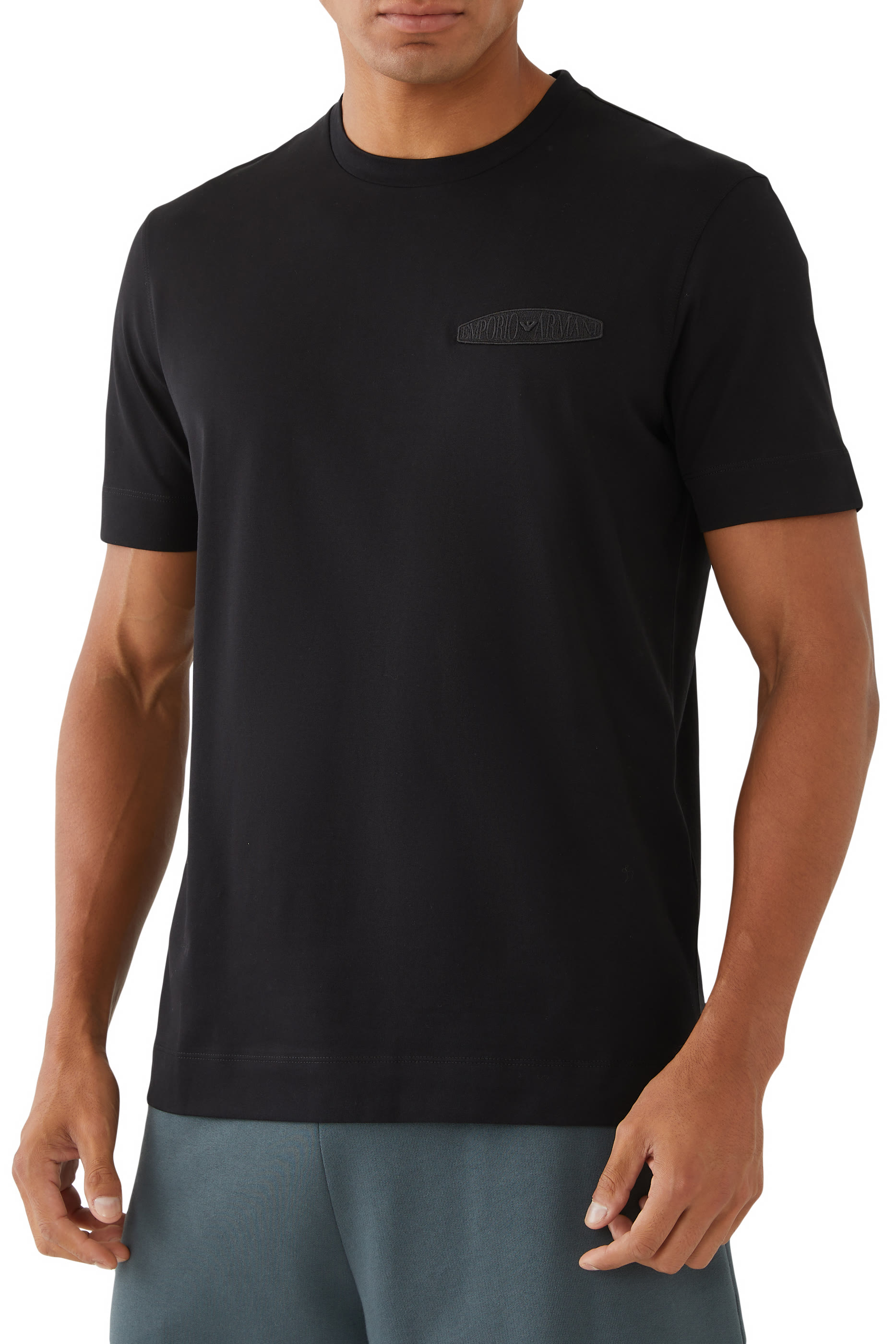 Micro EA Text Logo Embroidered T-Shirt