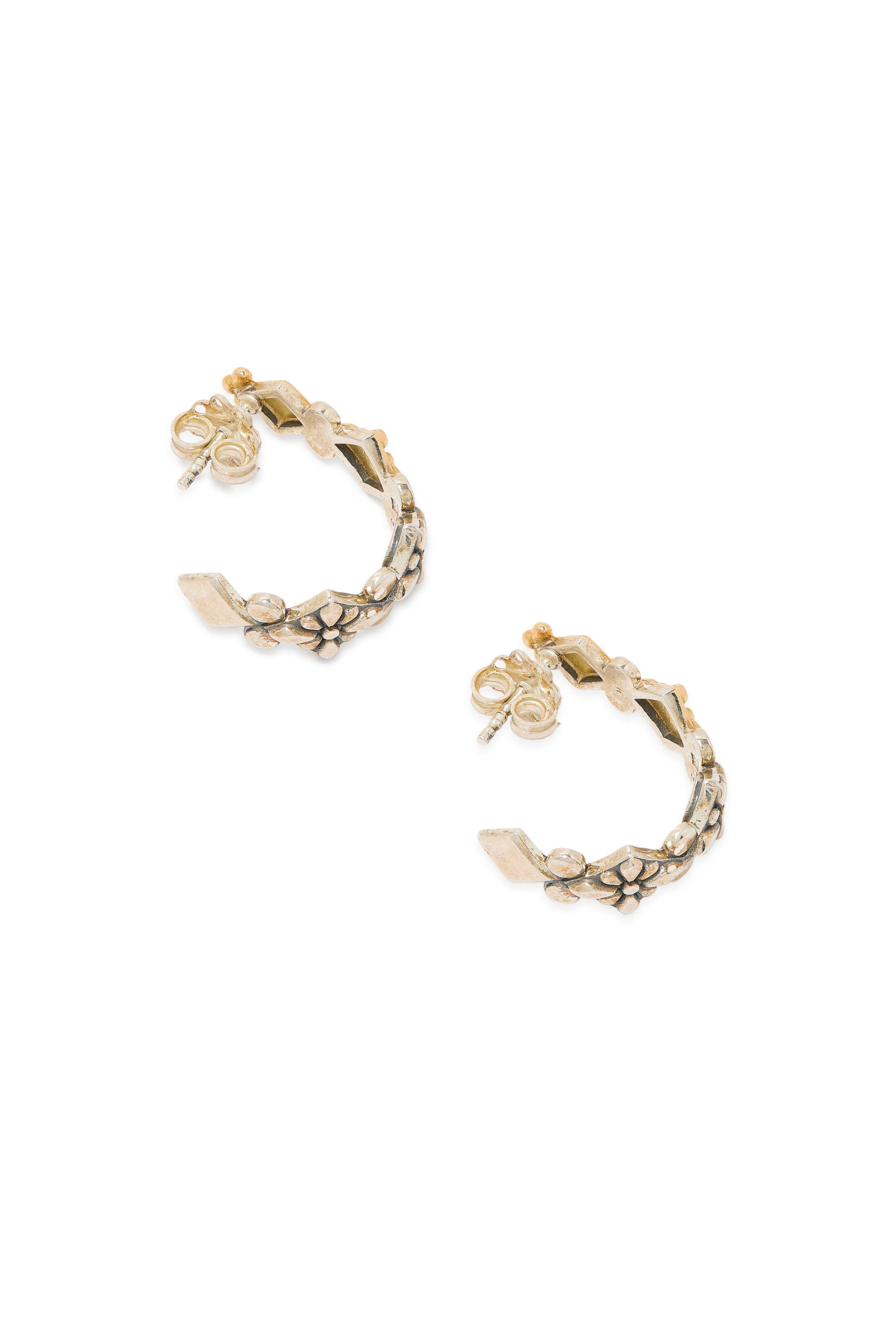 Prosperity Hoop Earrings, 18k Yellow Gold, Sterling Silver & Zircon