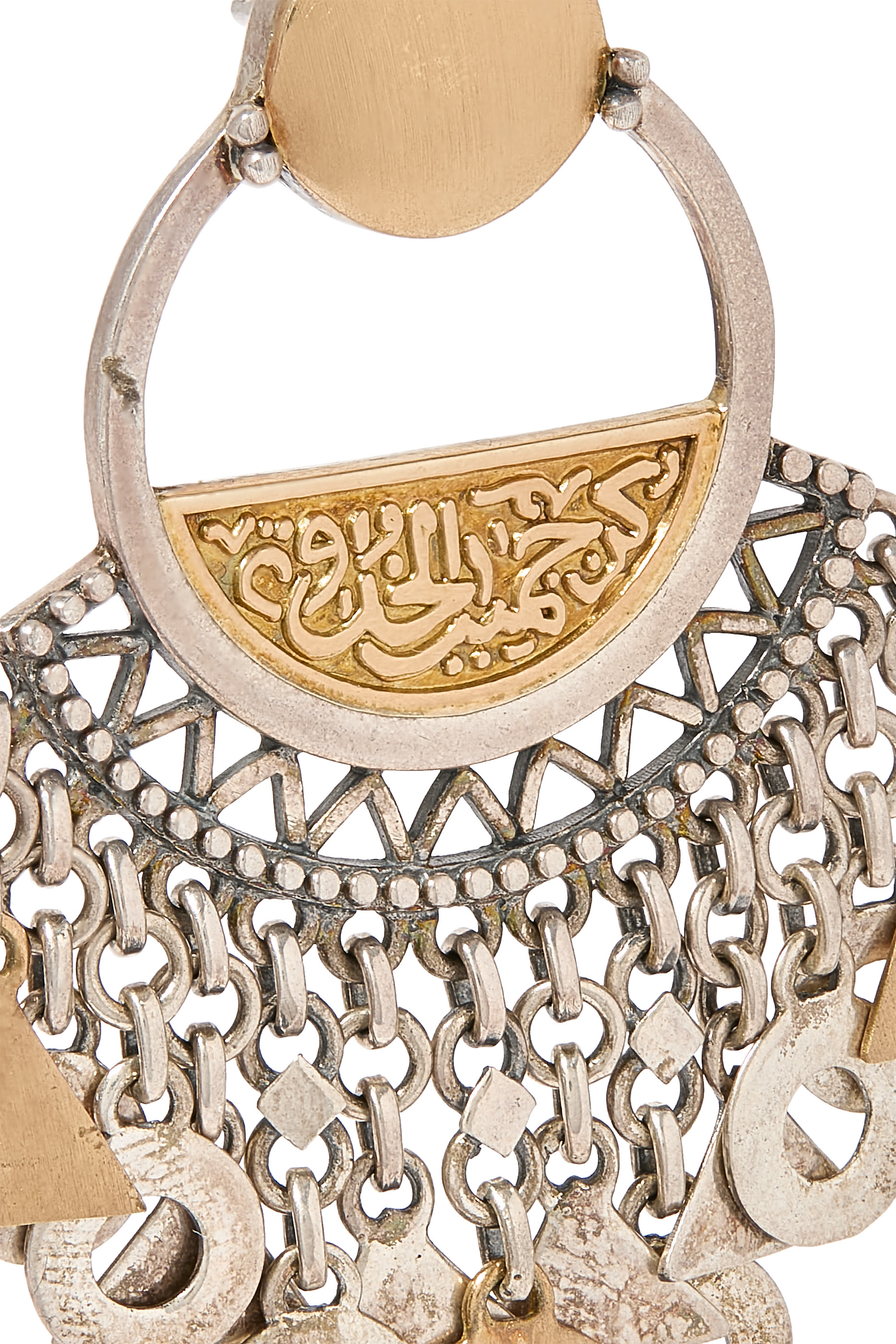 Turrah Brown Zircon Fallahy Single Chandelier Single Earring, 18k Yellow Gold & Sterling Silver