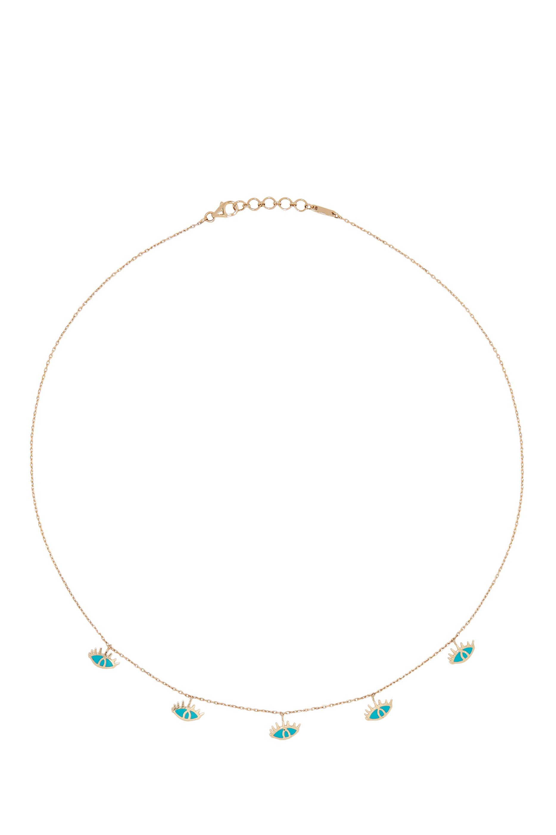 Turquoise Enamel Eye Charm Necklace