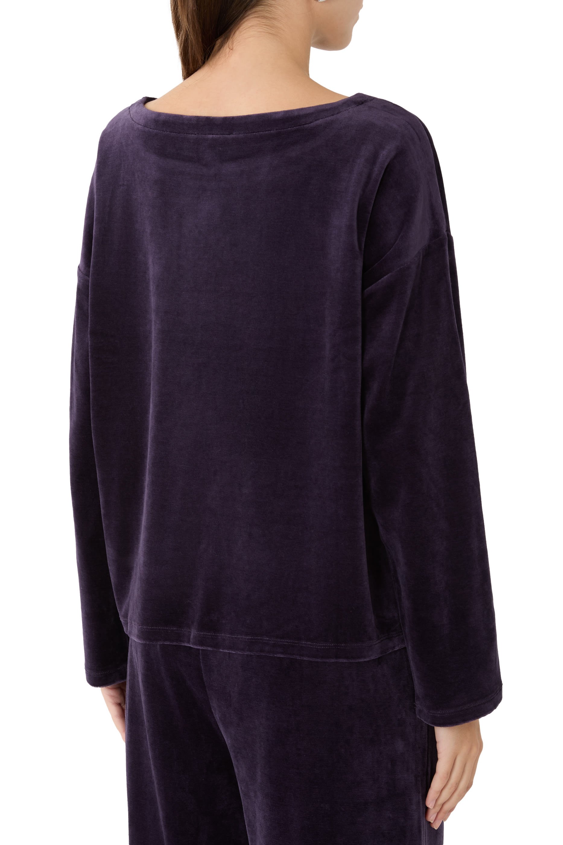 Cozy Velour Knit Bateau Neck Top