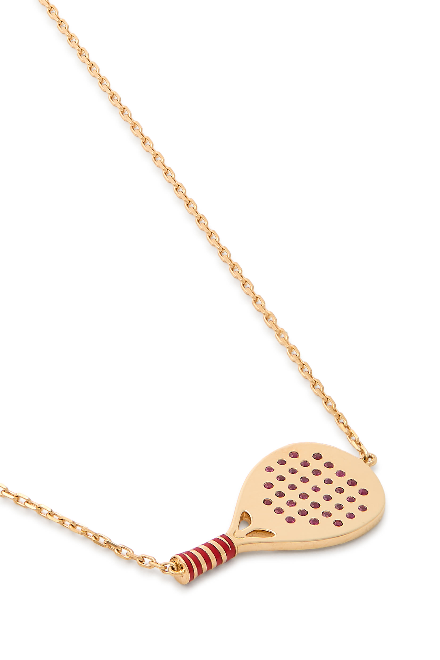  Padel Racket Pendant, 18K Yellow Gold with Diamonds & Enamel