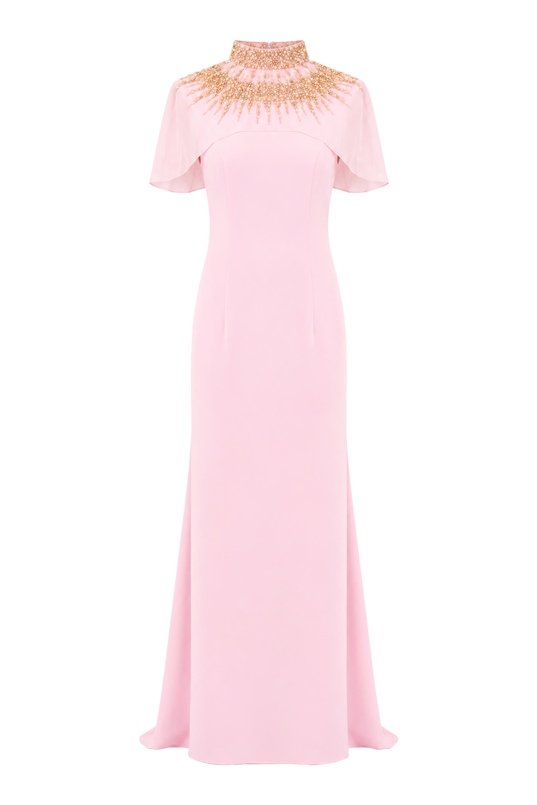 Crystal Collar Crepe Gown