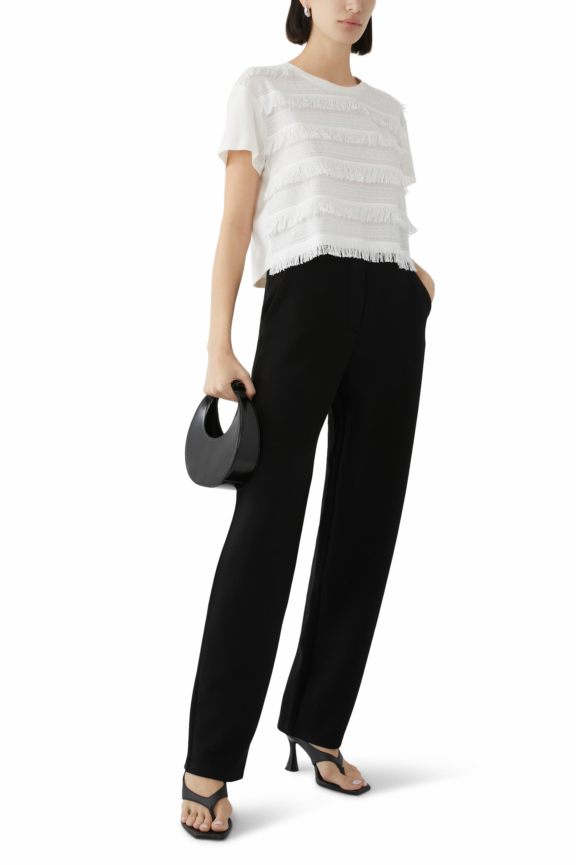 Supima Interlock Jersey Fringed T-Shirt