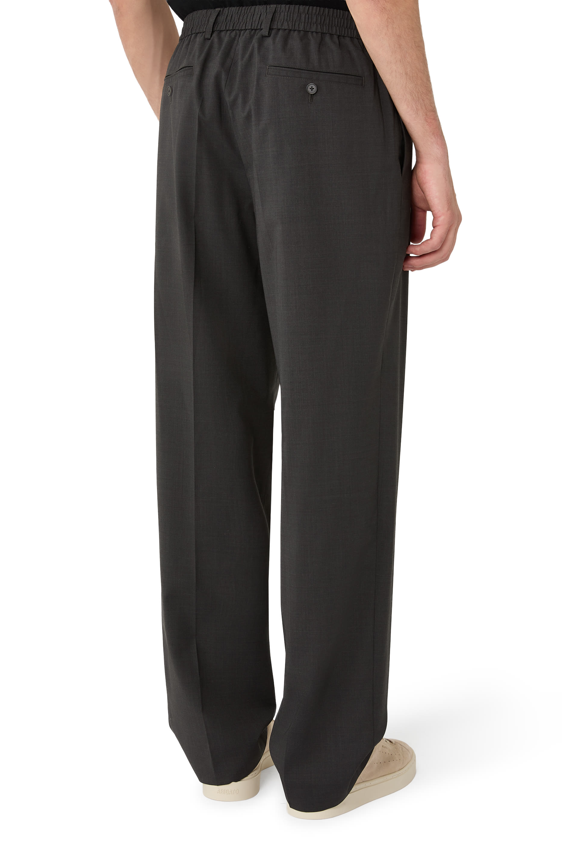 Straight Drawstring Wool Pants