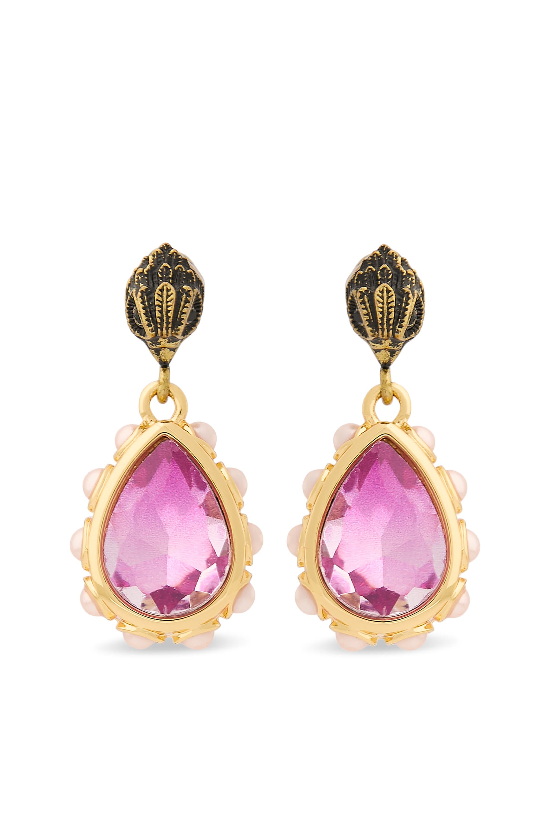 Eagle Pear Drop Earrings, Metal & Zirconia