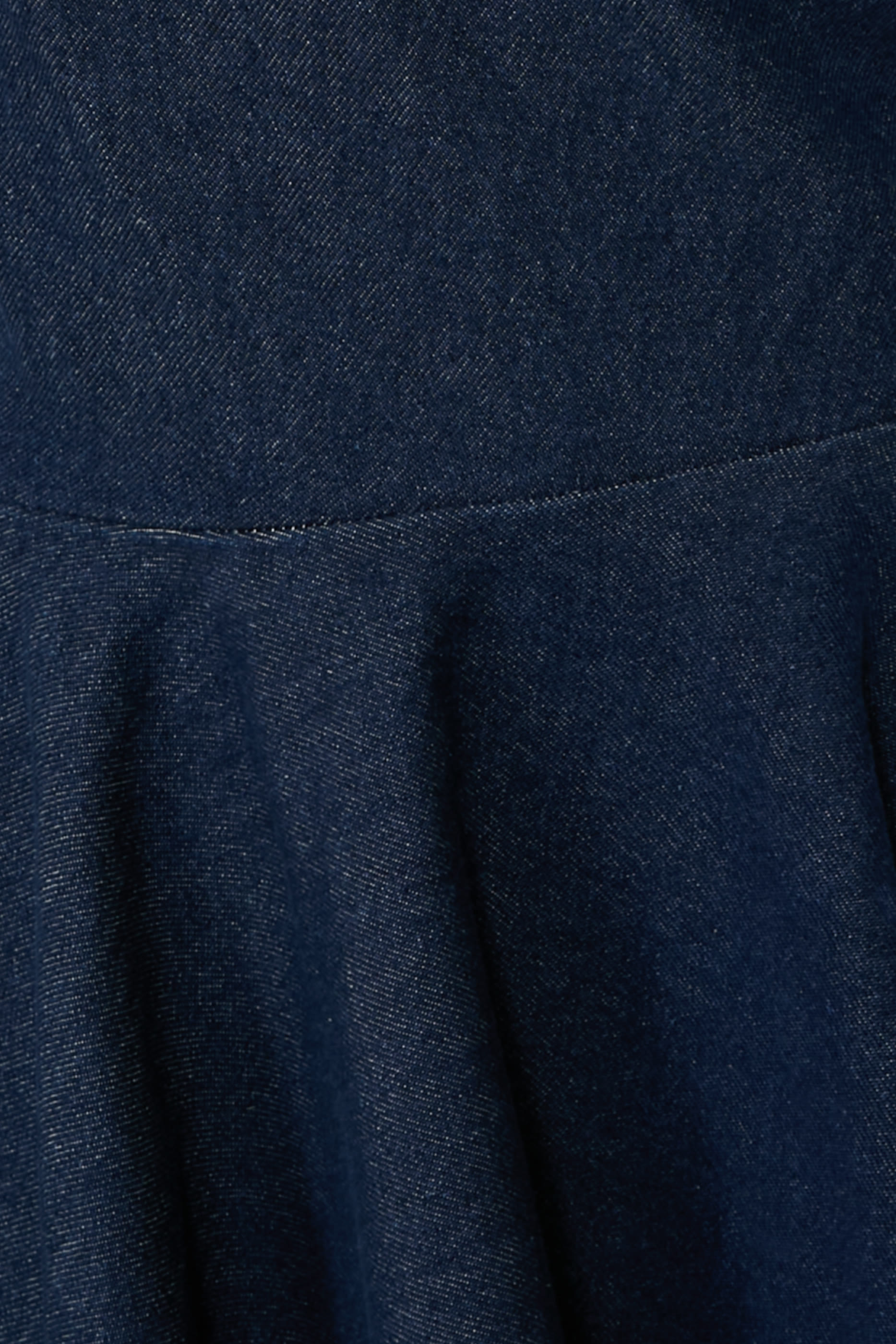 Indigo Denim Off-Shoulder Midi Dress 