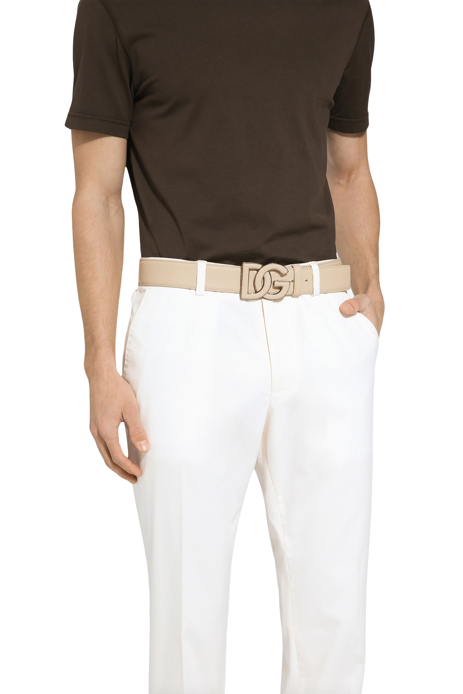 Deerskin-Print Calfskin Belt