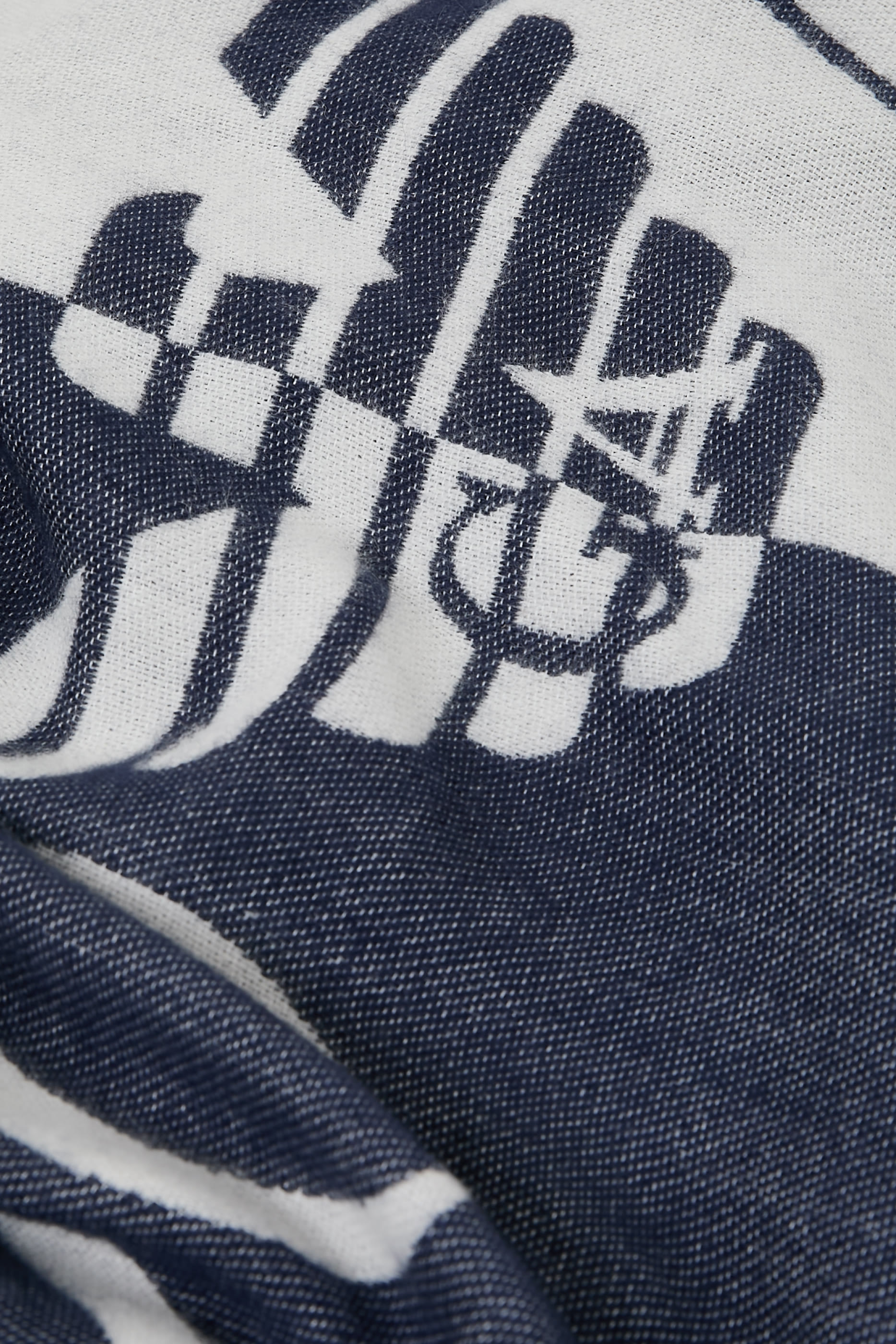 Two-Tone Oversized Logo Wool-Blend Scarf