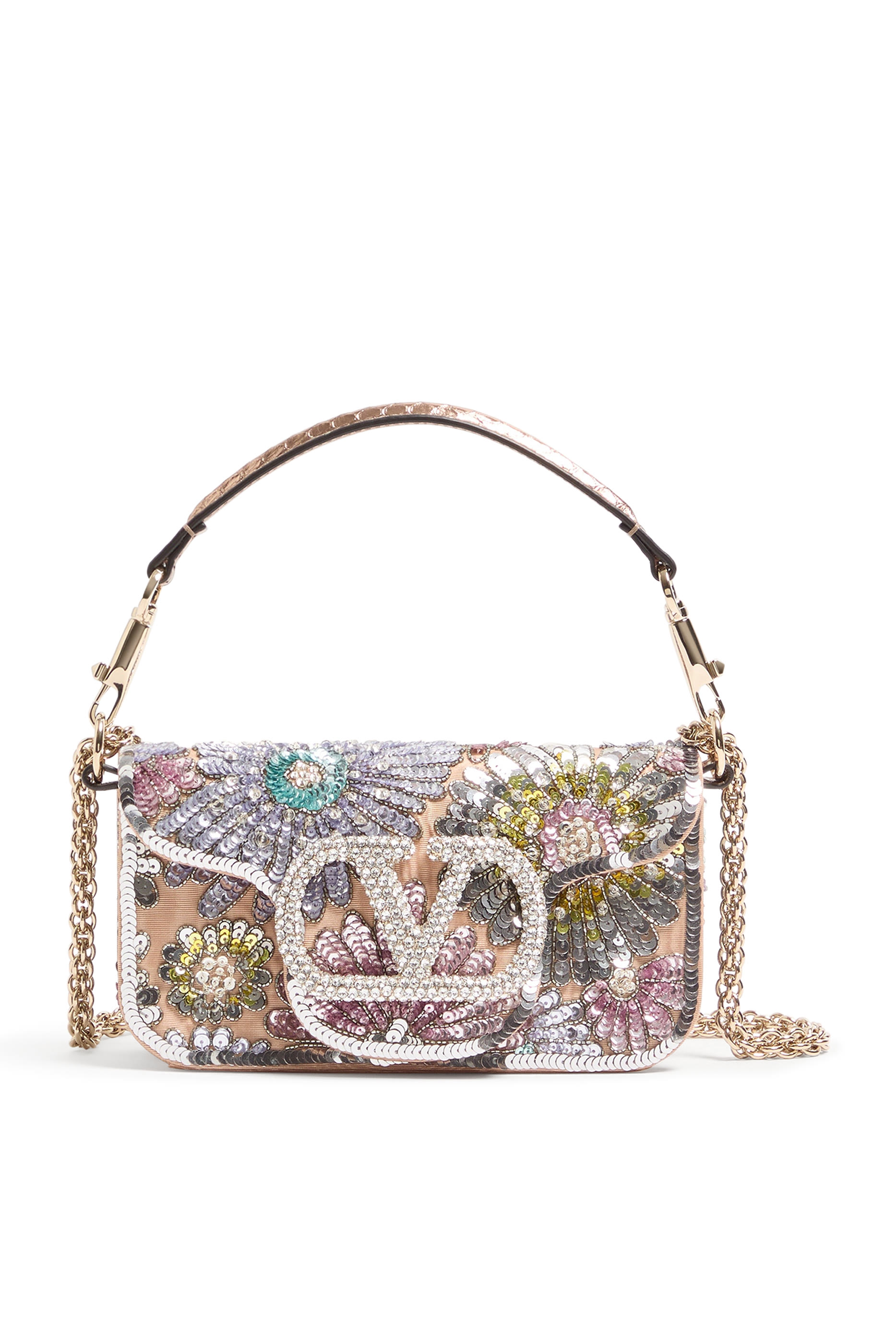 Loc&ograve; Embellished Moir&eacute; Small Shoulder Bag