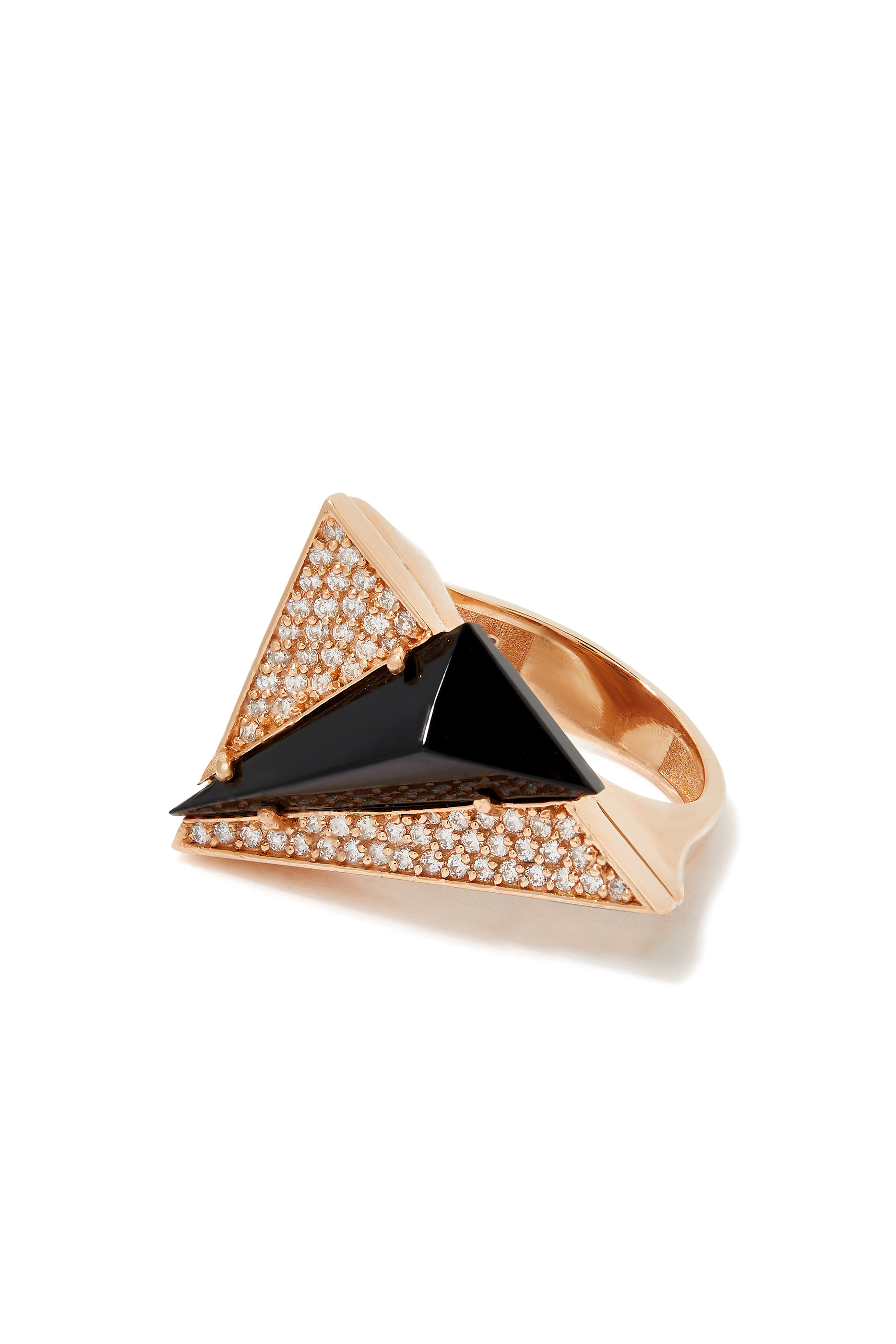 Neutra Aztec Ring, 18k Rose Gold, Diamonds & Black Onyx