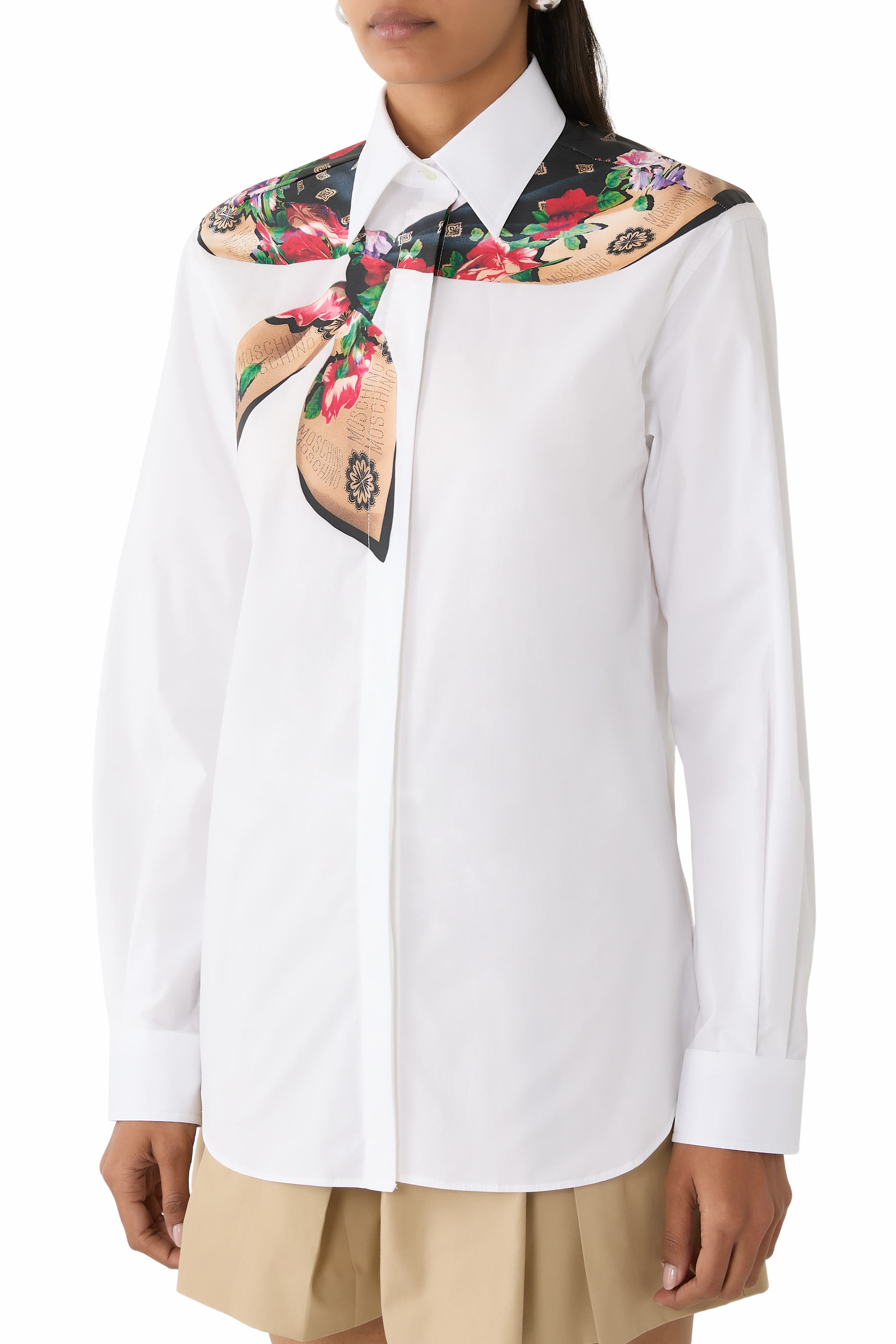  Scarf Printed Cotton Shirt