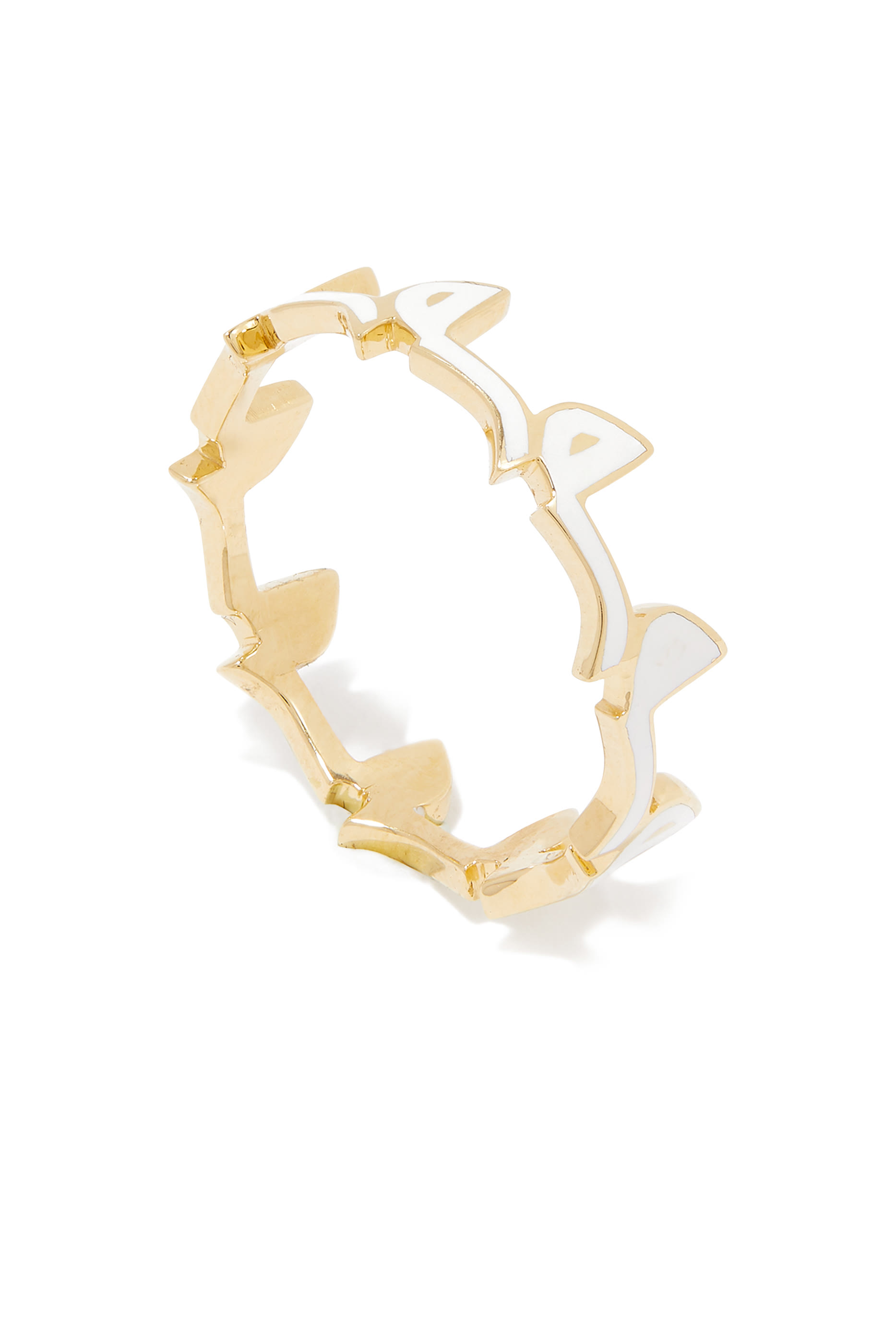 Yellow Gold and Enamel 'M' Ring