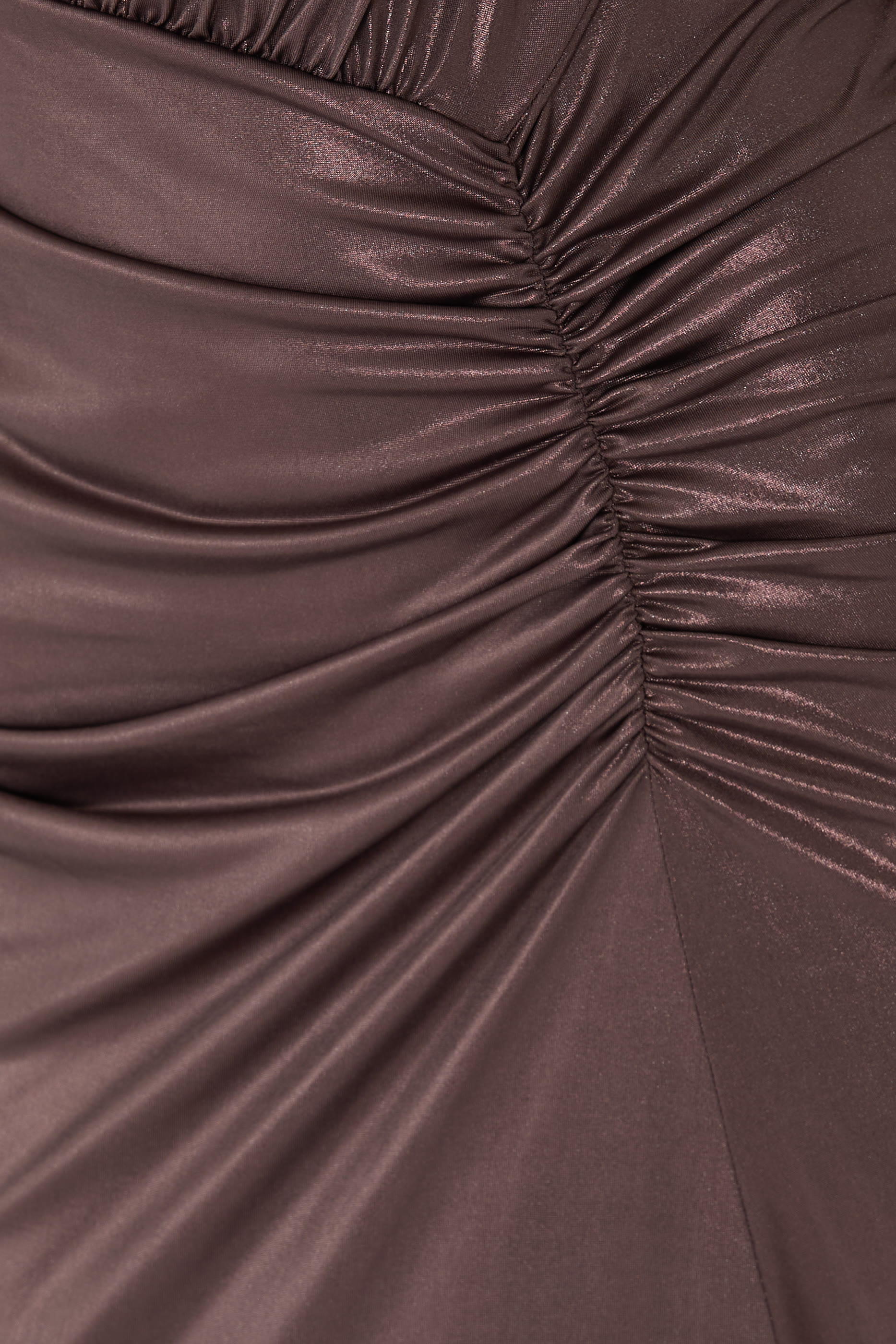 Coated Jersey One-Shoulder Ruched Dress 