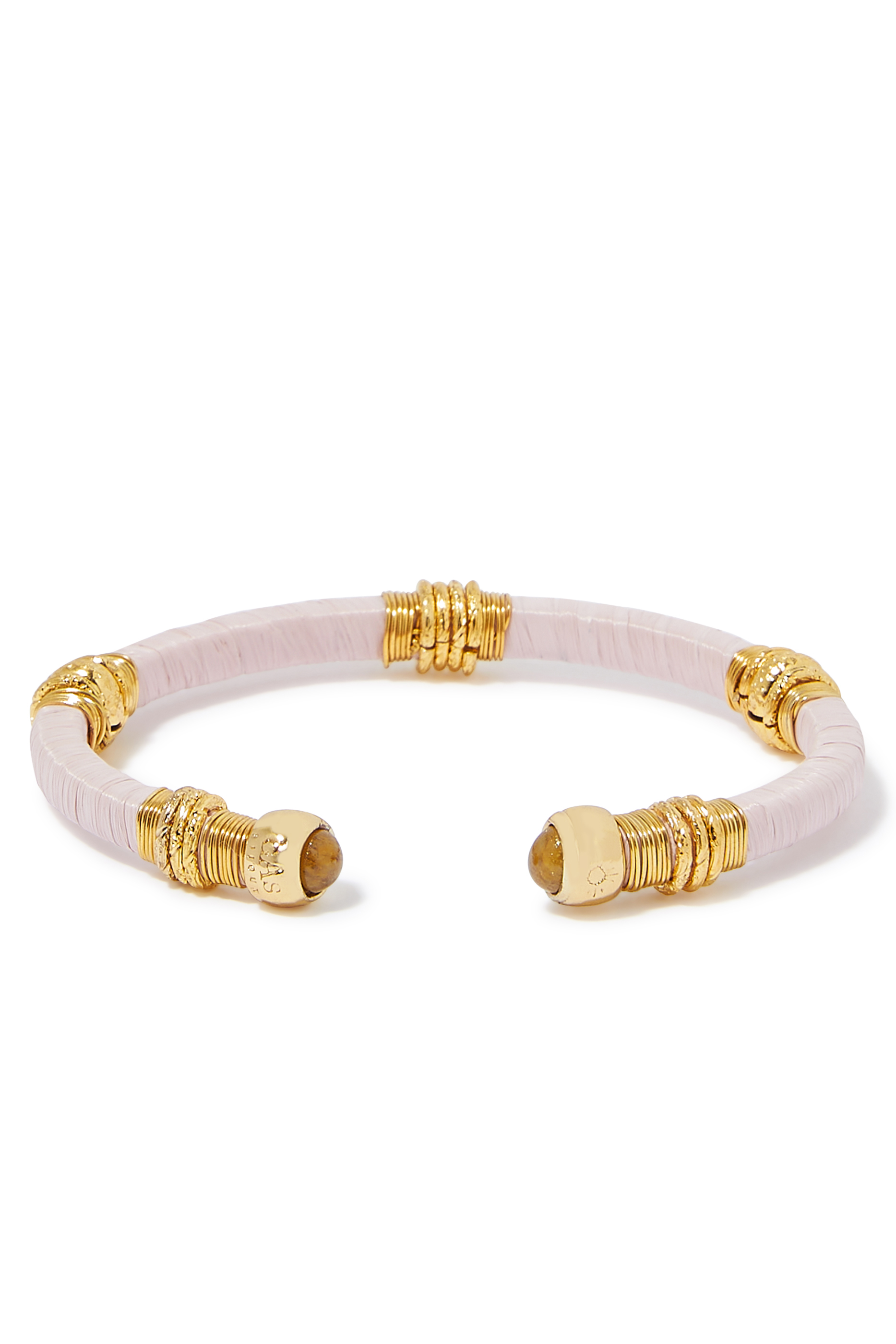 Sari Raffia Bracelet, 24k Gold-Plated Metal & Acetate