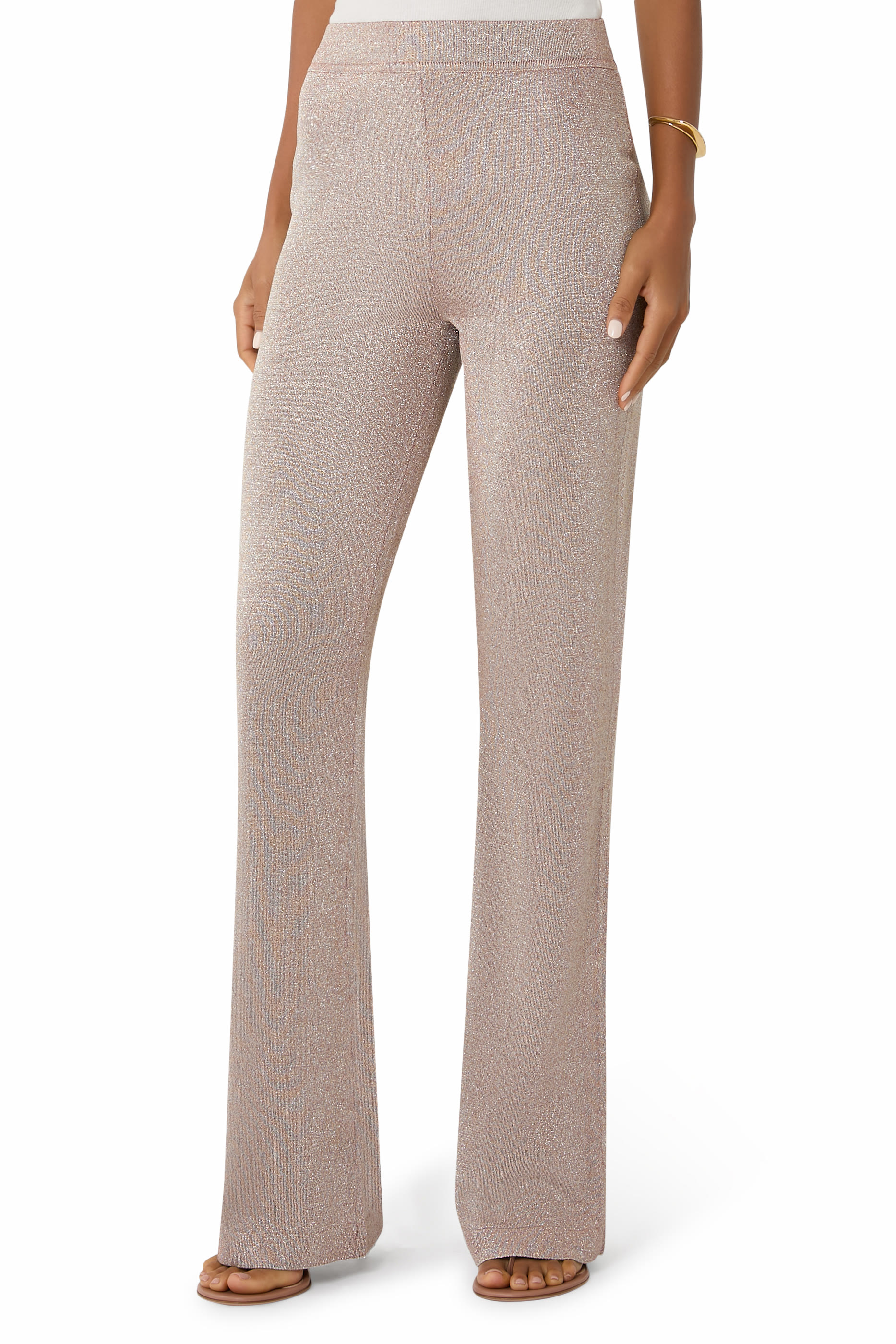 Lamé Straight Long Pants