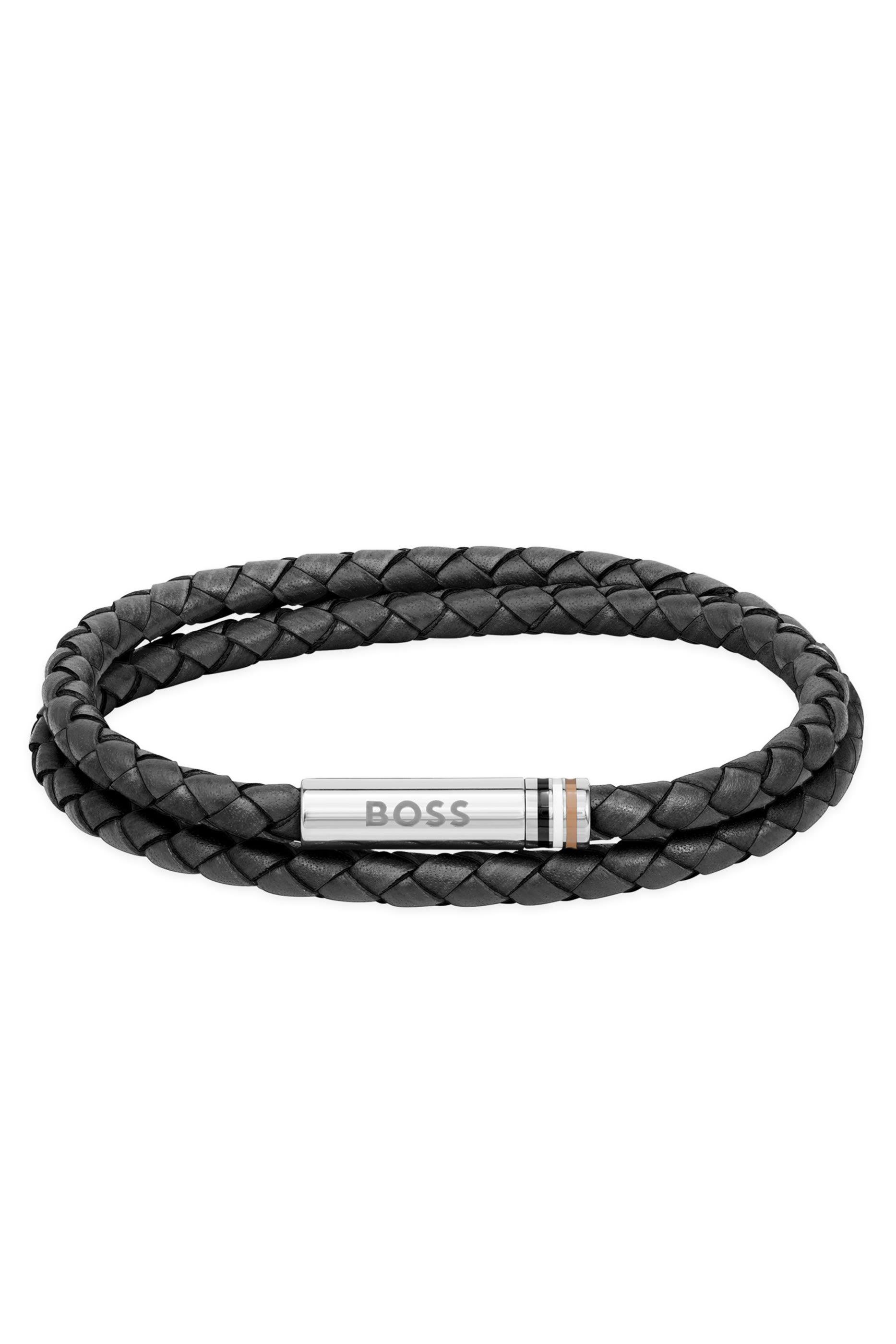 Ares Double-Wrap Cuff, Leather & Stainless Steel