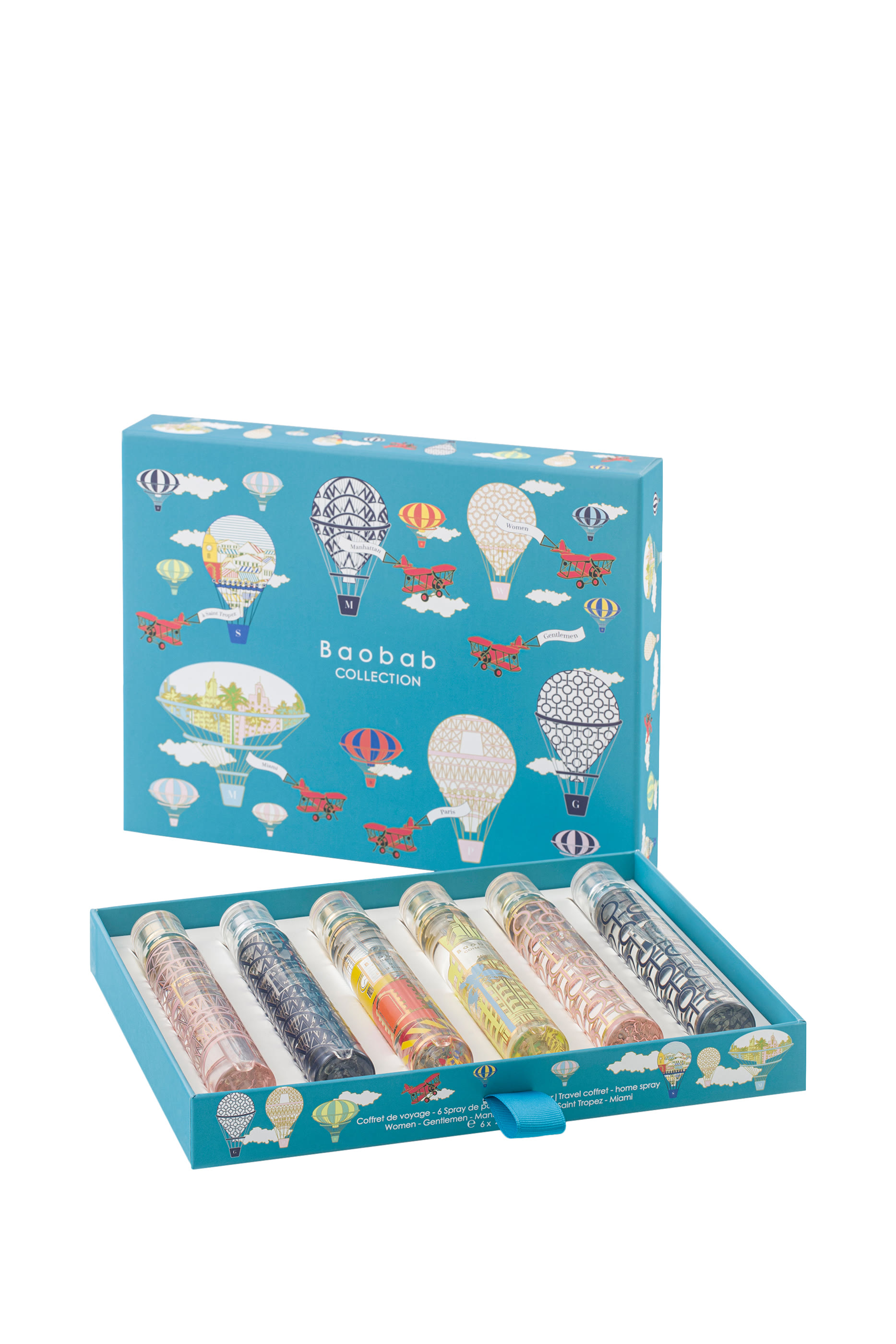 Travel Gift Set - 6 Home Sprays à Saint-Tropez / Miami / Paris / Manhattan / Women / Gentlemen