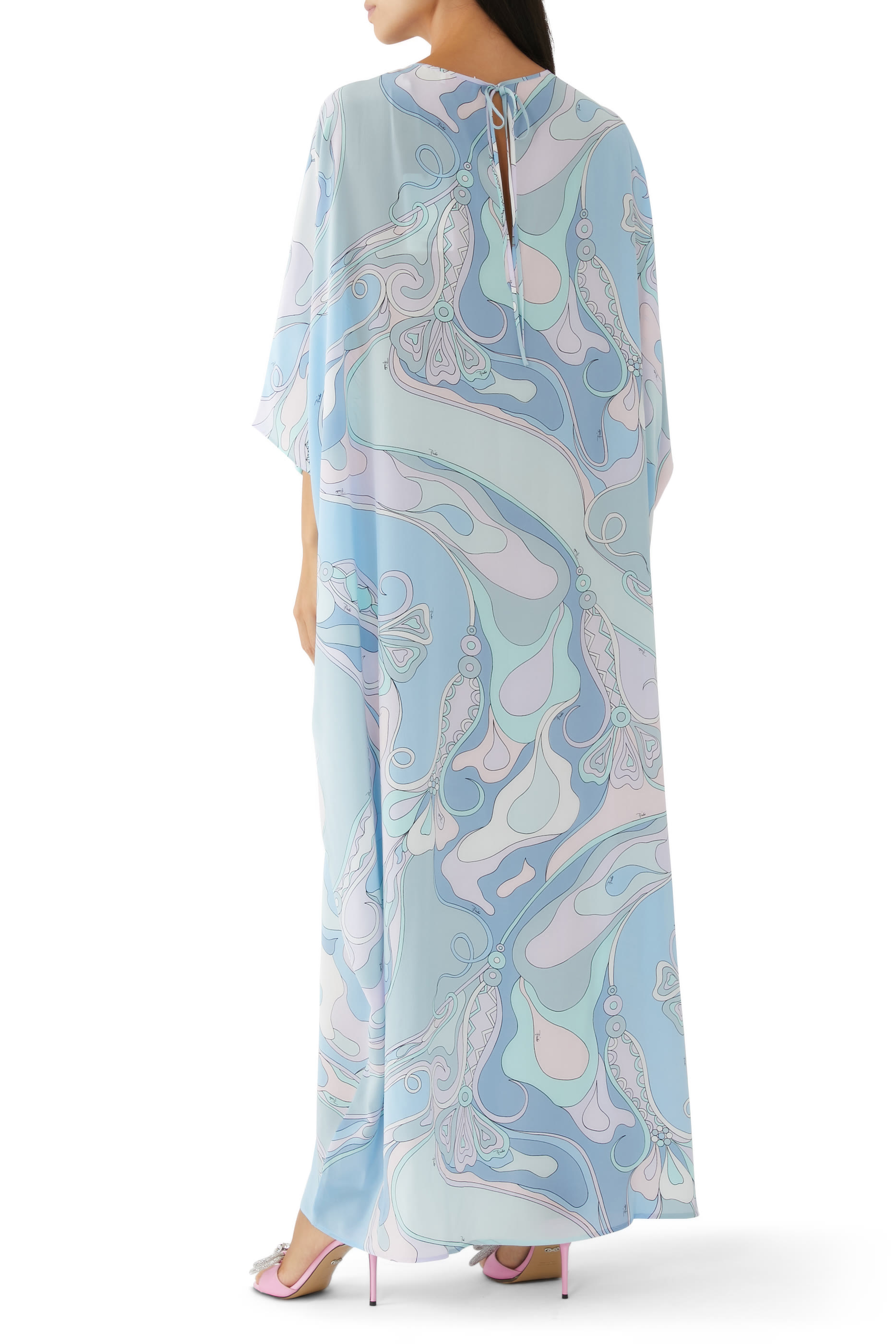 Orchidee-Print Silk Kaftan