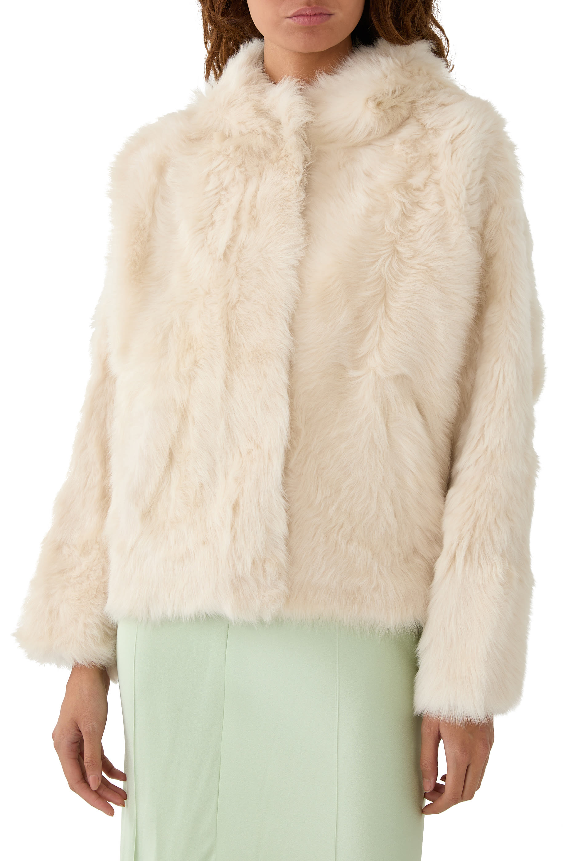 Short Hooded Jacket in Toscana Folk Lambskin