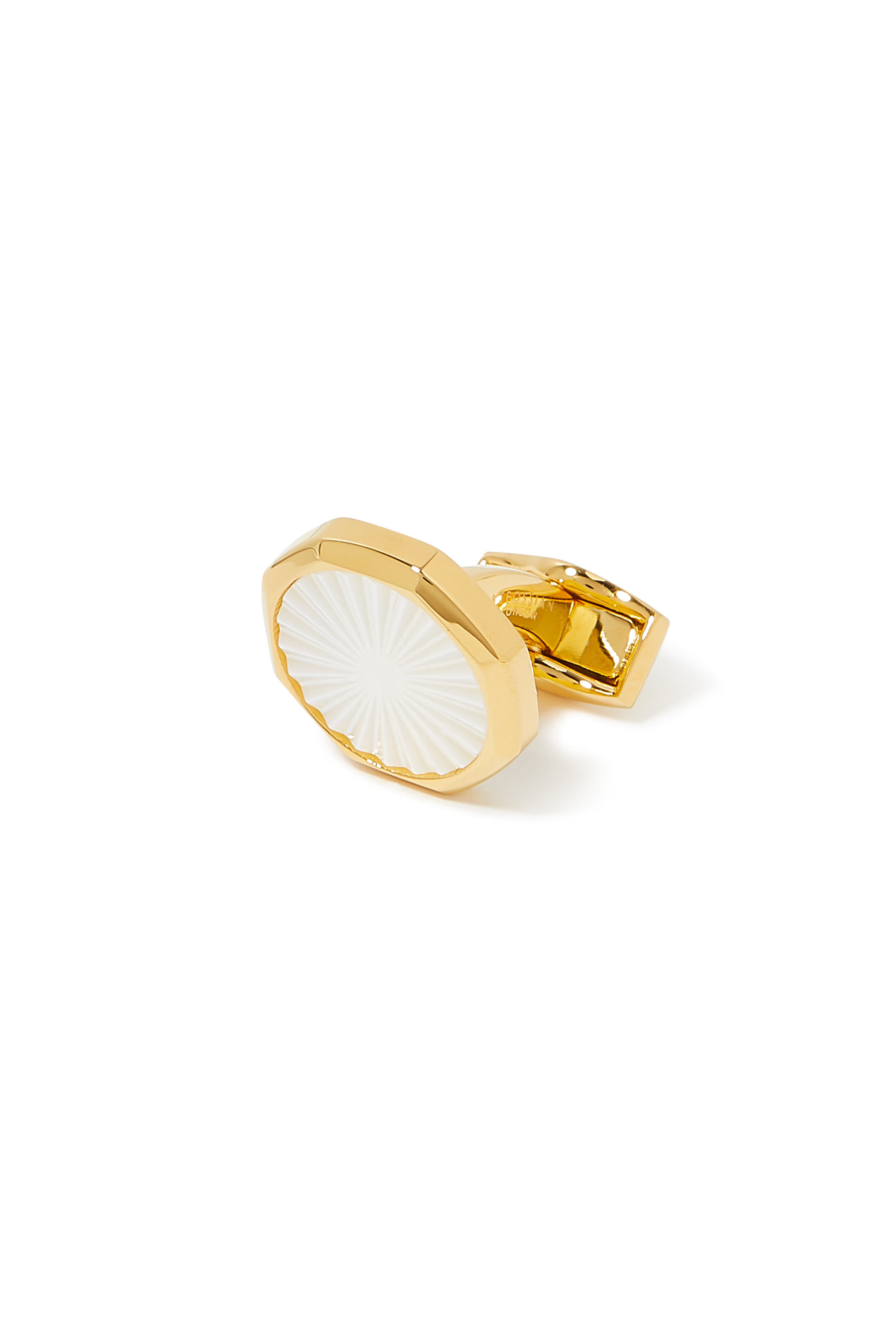 Octagon Guilloche Cufflinks, Gold