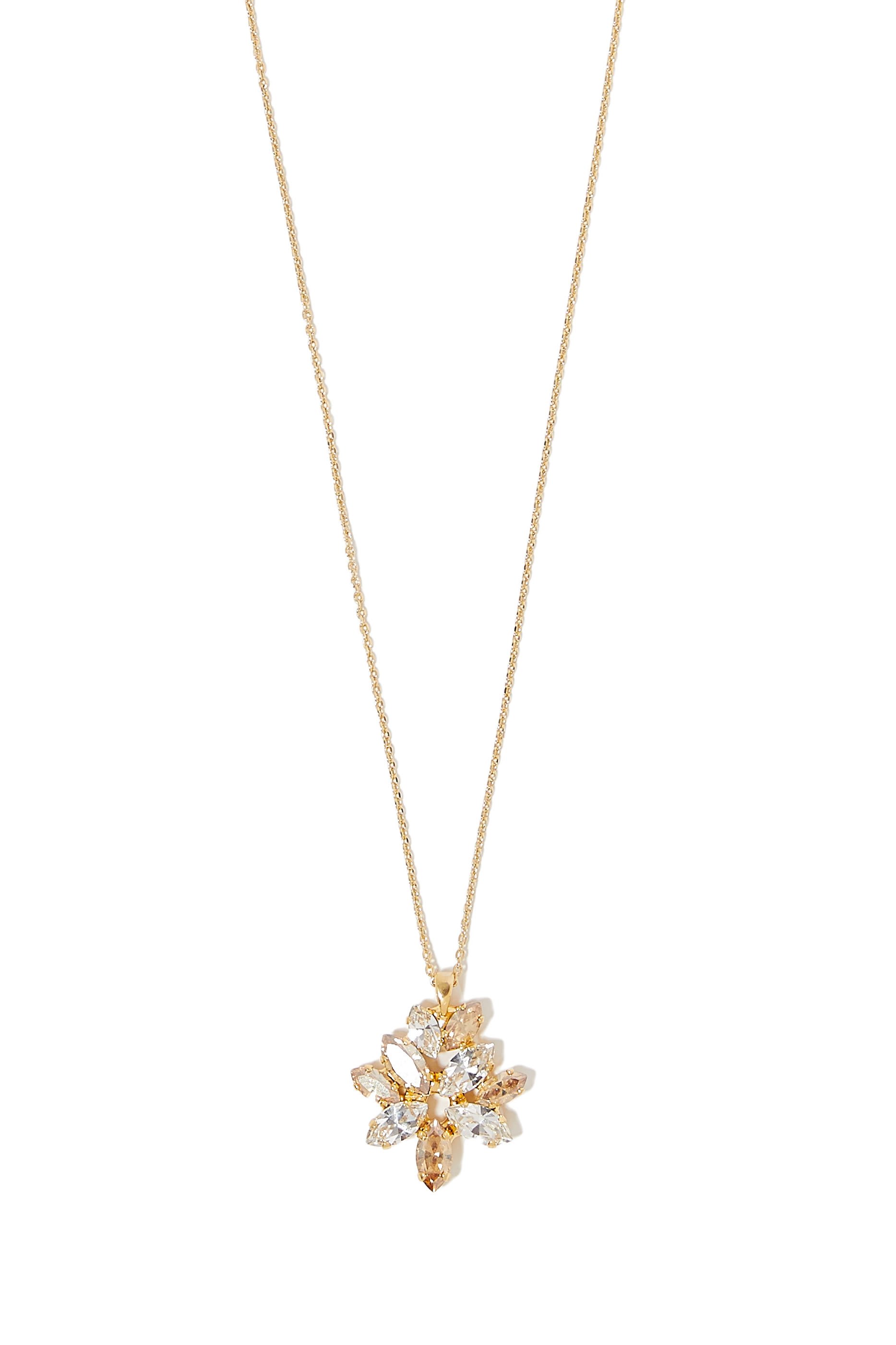 Melia Necklace, 18k Gold-Plated Brass & Crystals