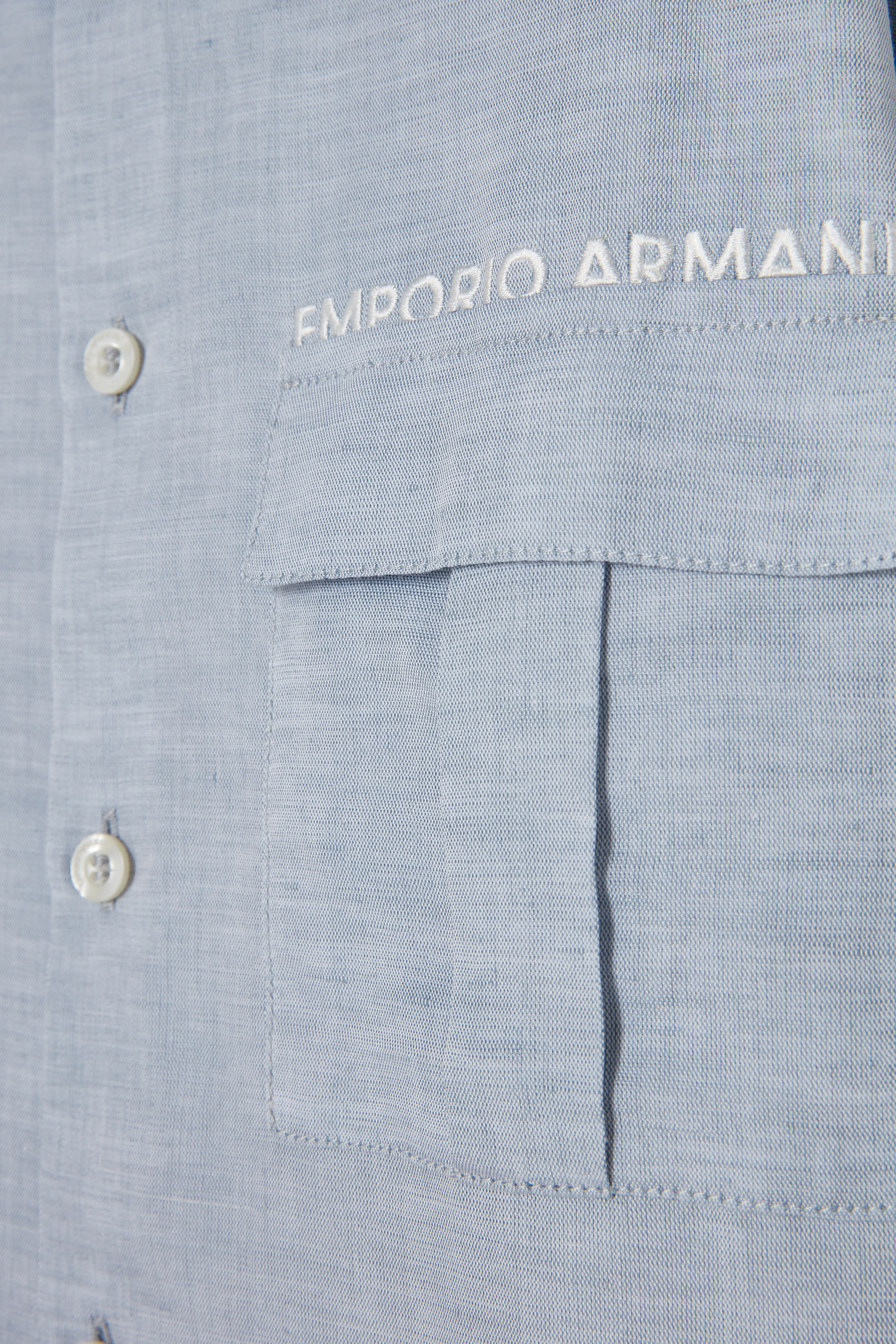 Kids Embroidered EA Text Pocket-Detail Shirt