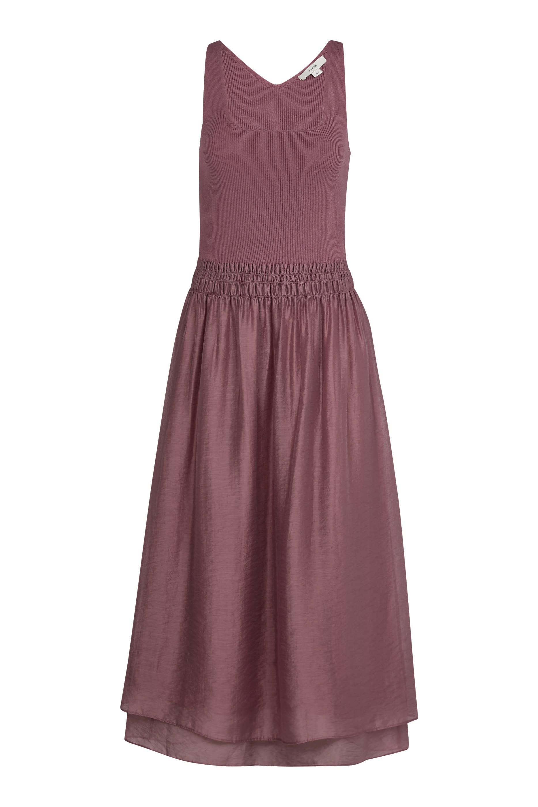Square-Neck Mixed-Media Dress