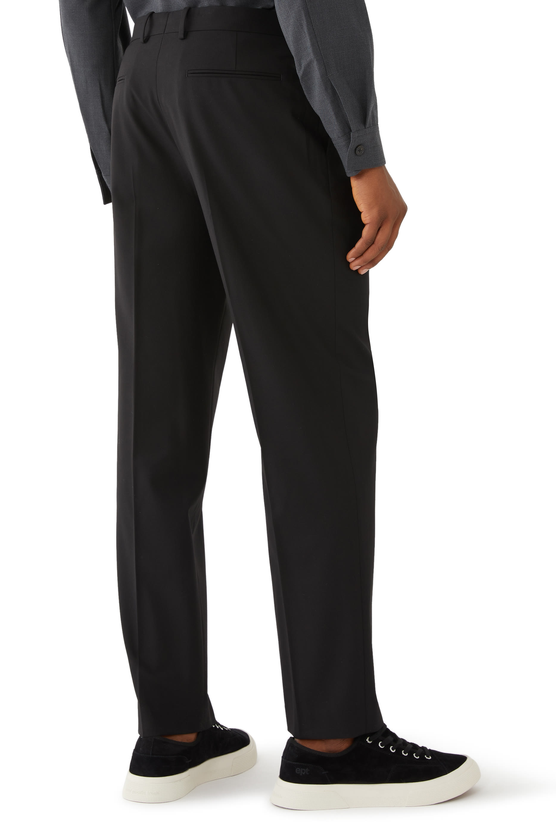 Wool-Blend Twill Straight Pants