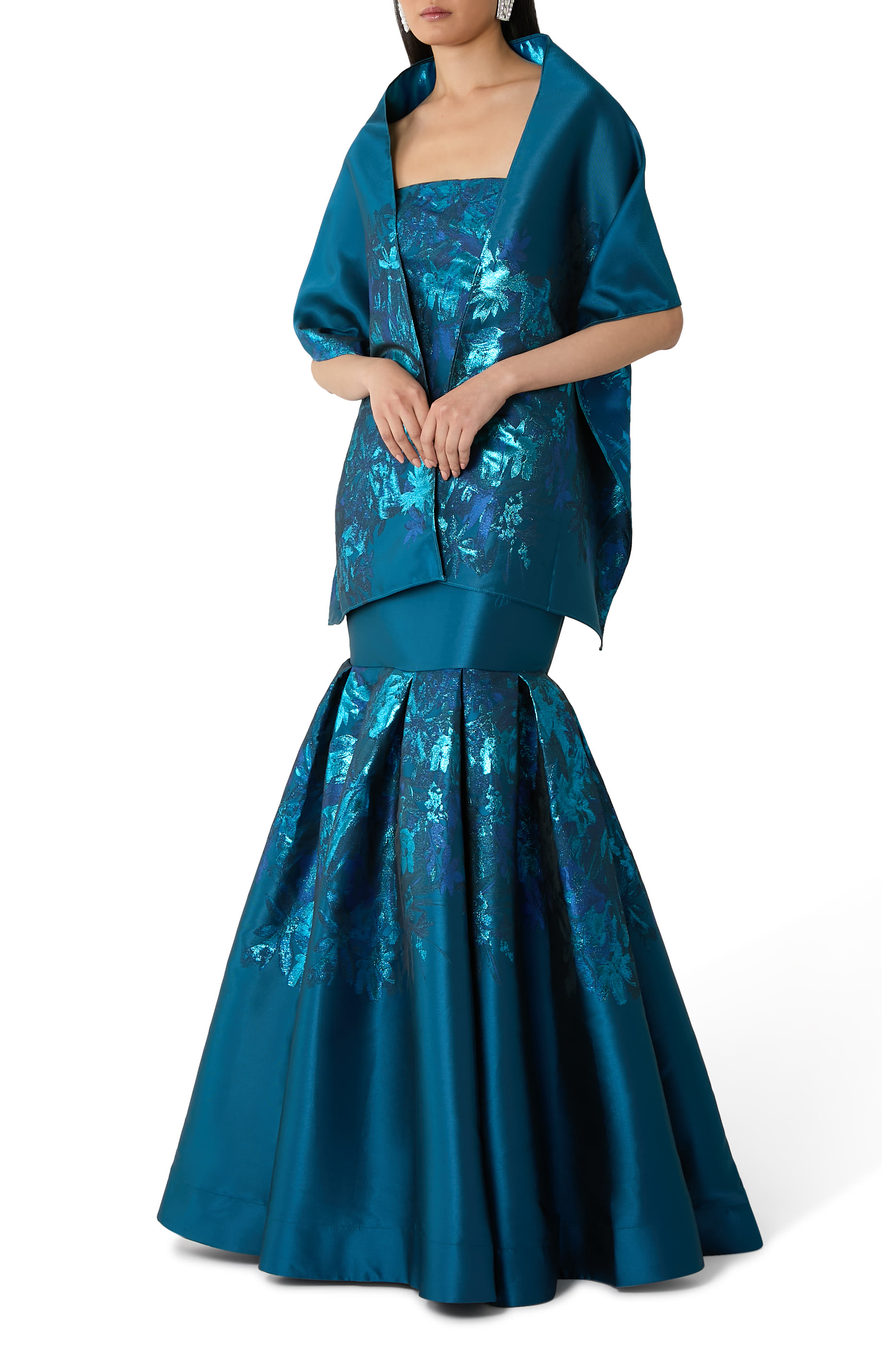 Strapless Mermaid Gown with Dramatic Overskirt