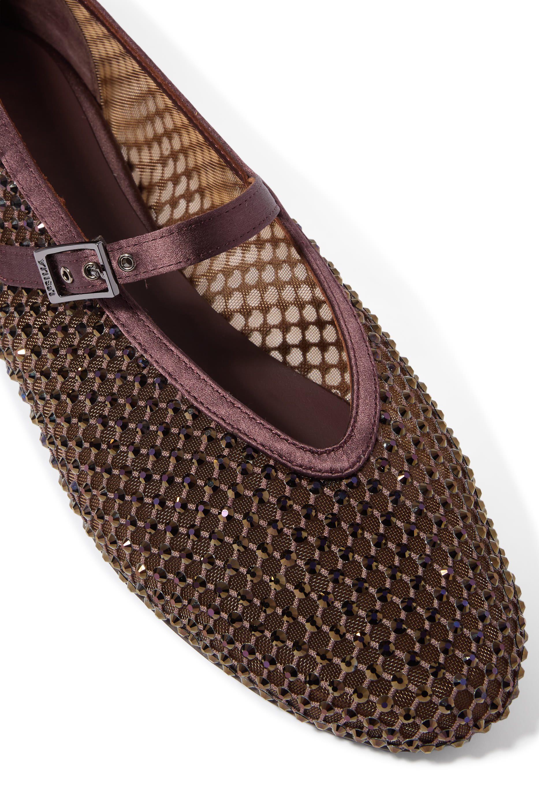  Pewter Fishnet Ballet Flat with Crystals