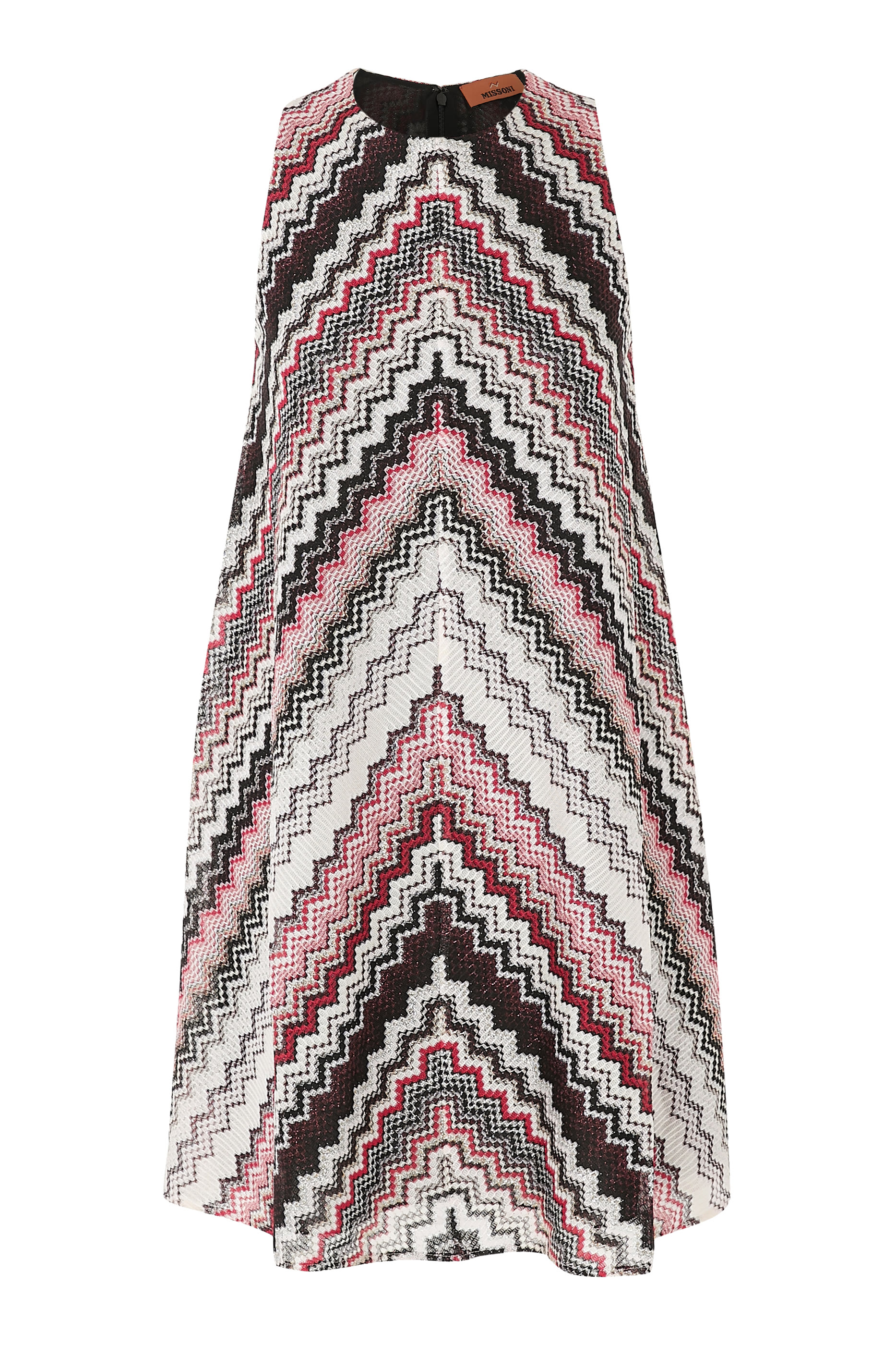 Zig Zag Raschel Lurex Sleeveless Mini Dress