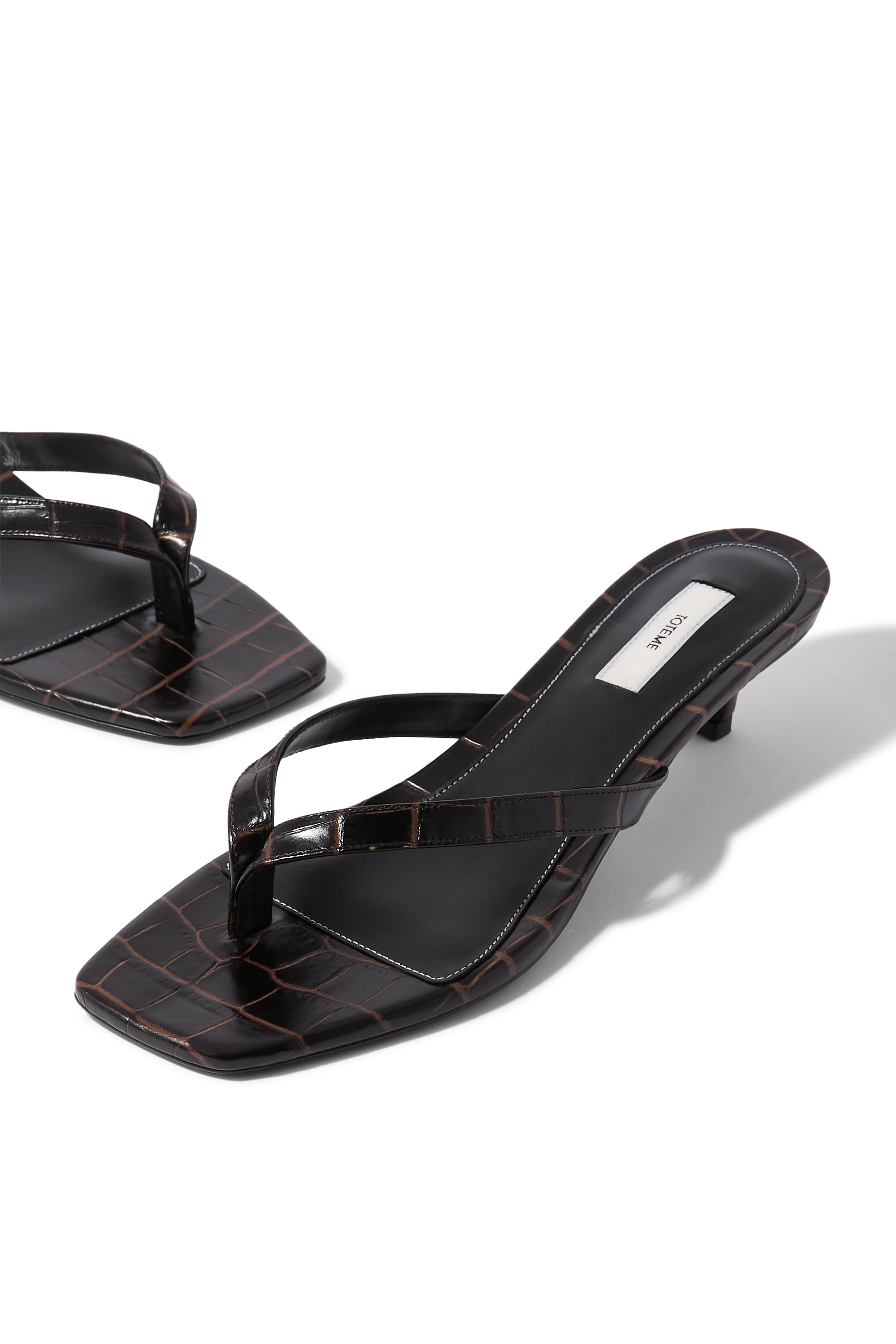 Croc-Embossed 35 Heeled Flip Flops