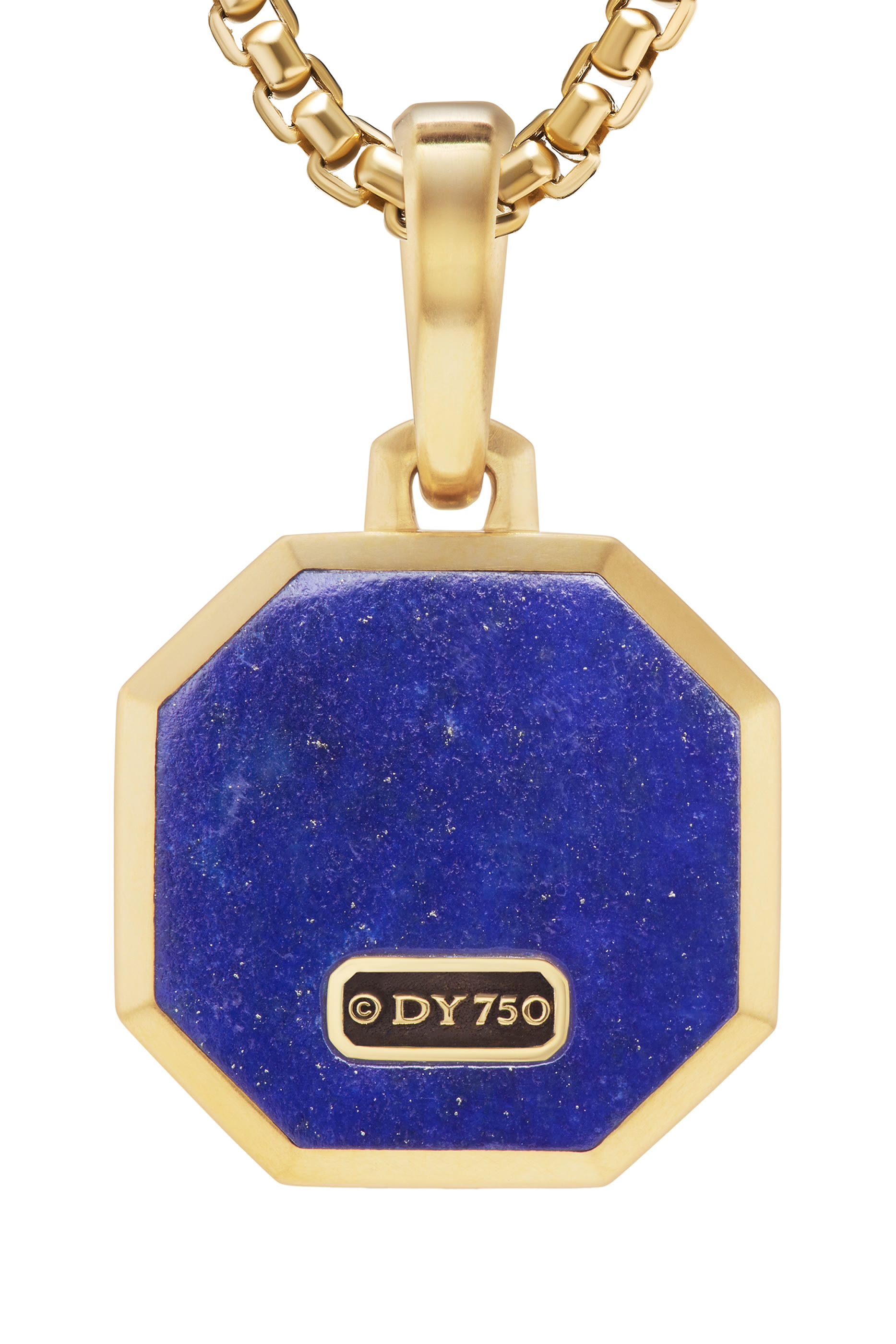 Faceted Lapis Stone Amulet Pendant, 18k Gold