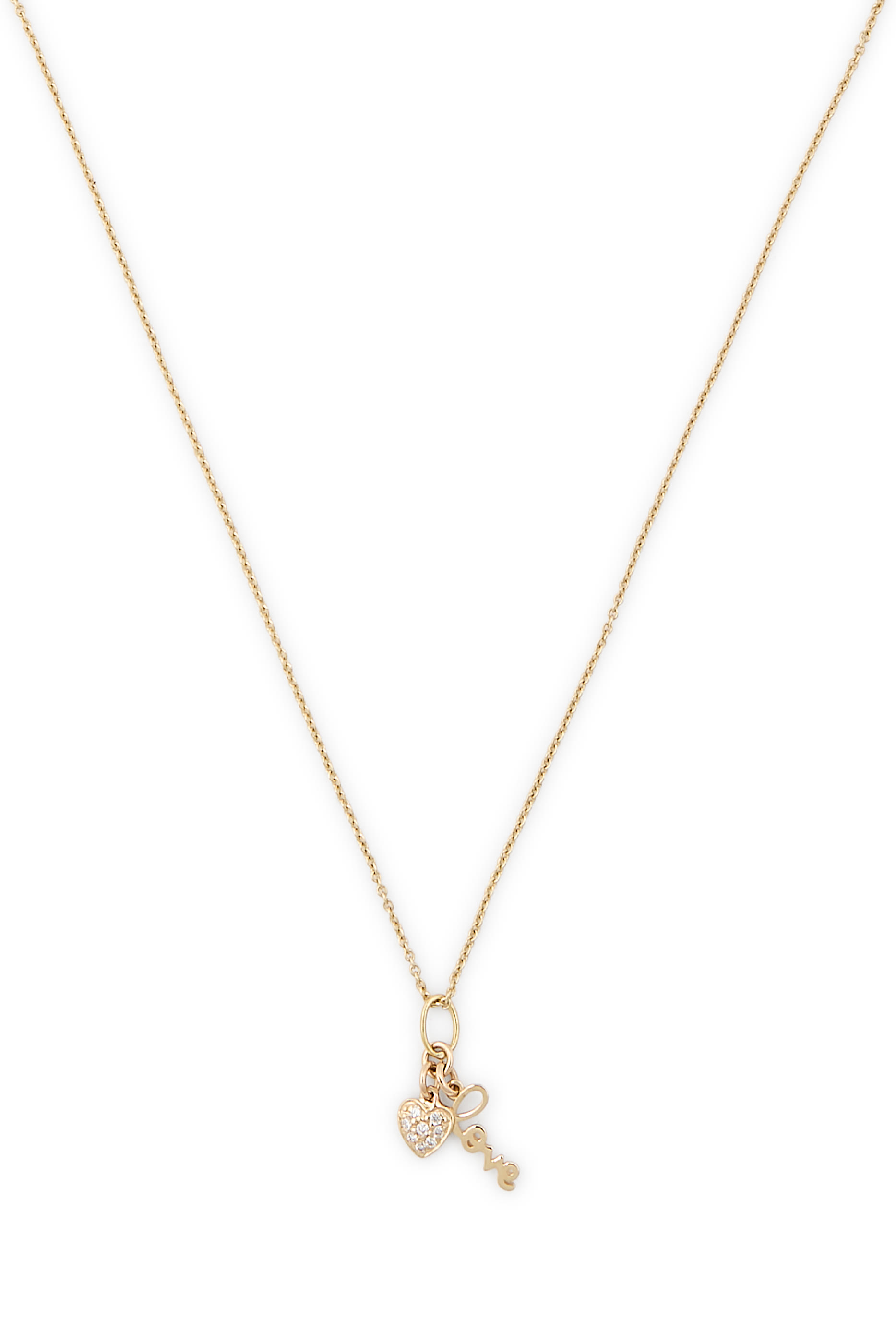 Kids Love Duo Charm Necklace, 14K Yellow Gold & Diamonds