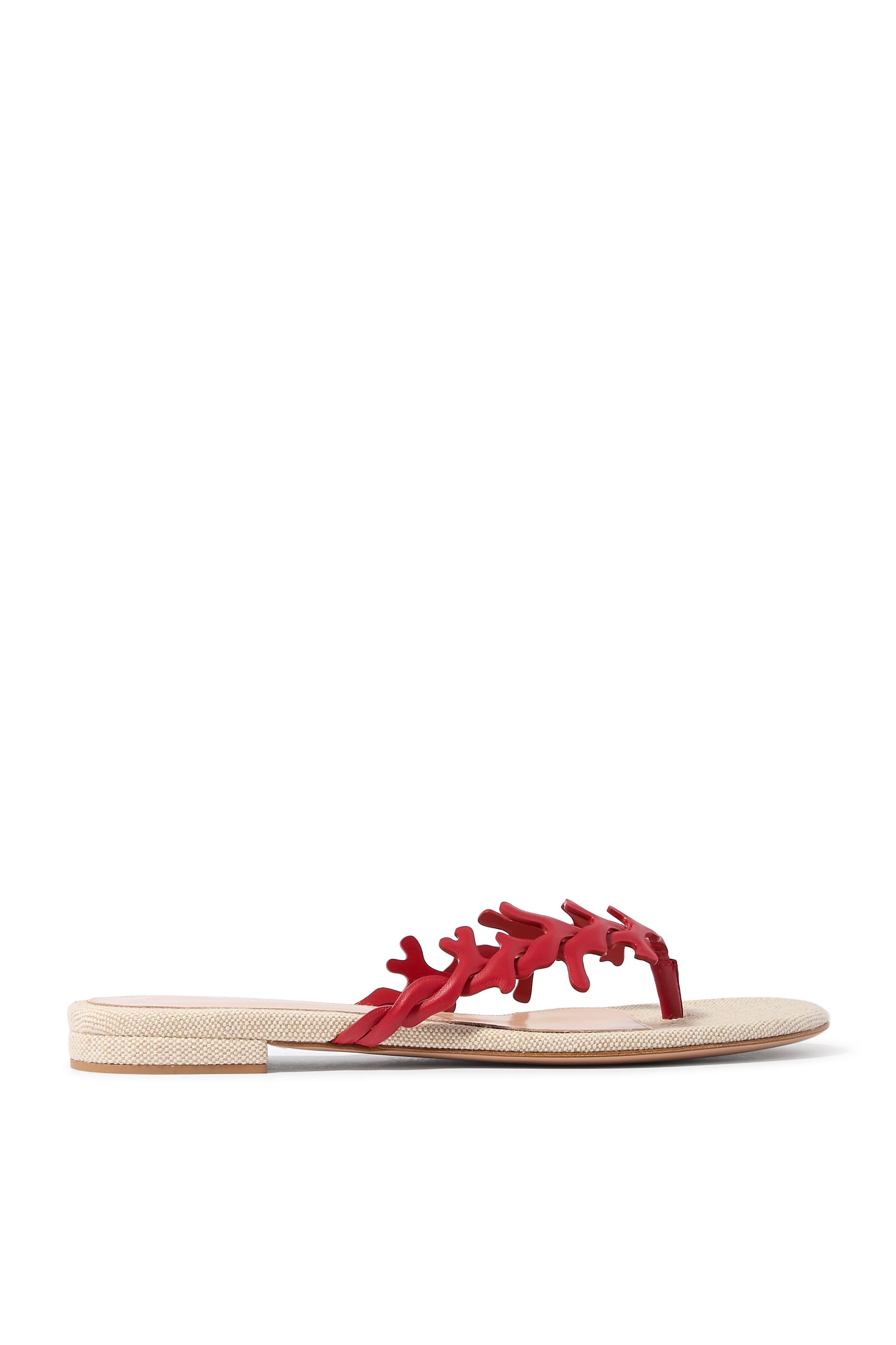 Ocean Leather Flat Slide Sandals