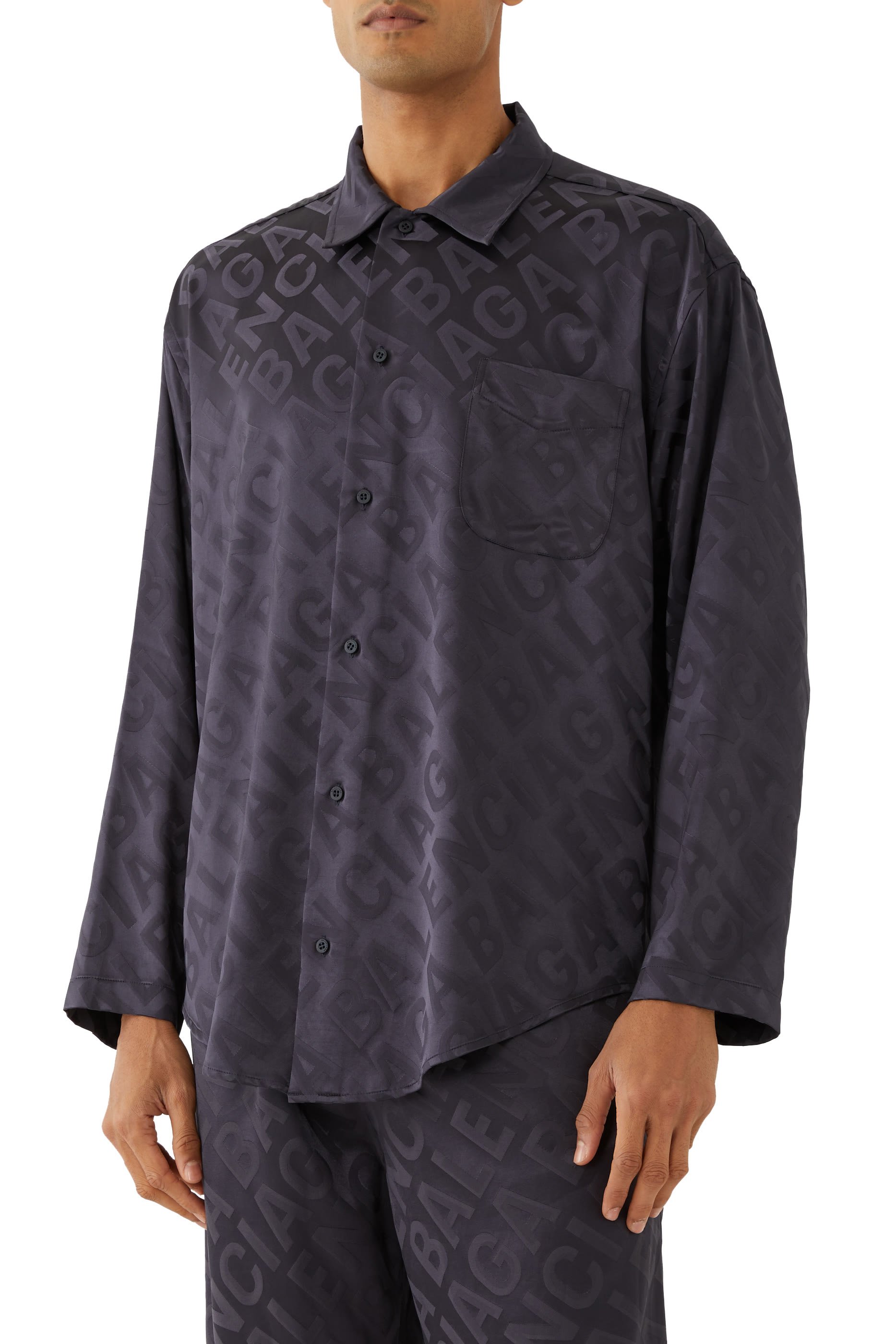 All-Over Logo Satin Shirt