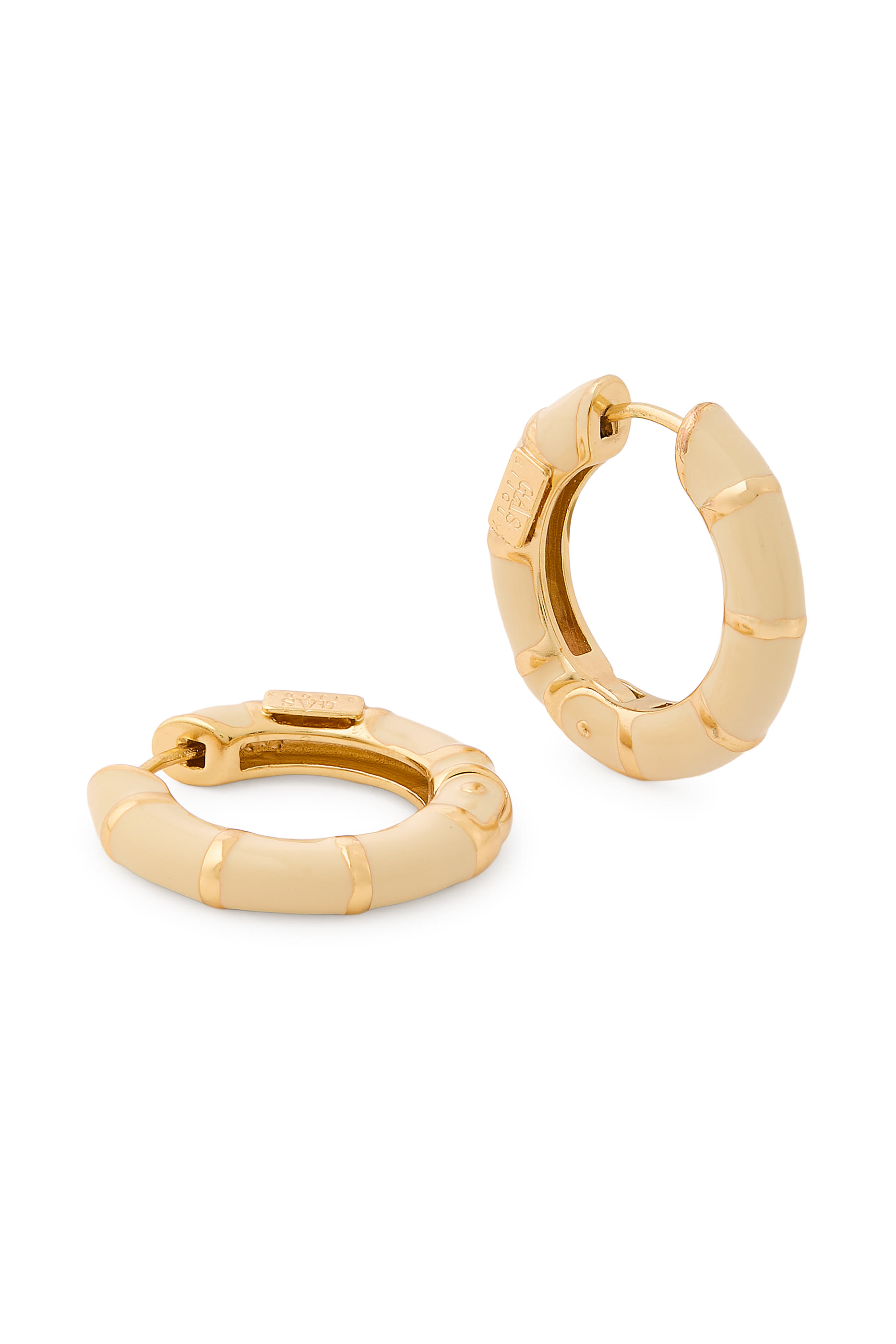 Bambou  Hoop Earrings, Gold-Plated Metal & Enamel