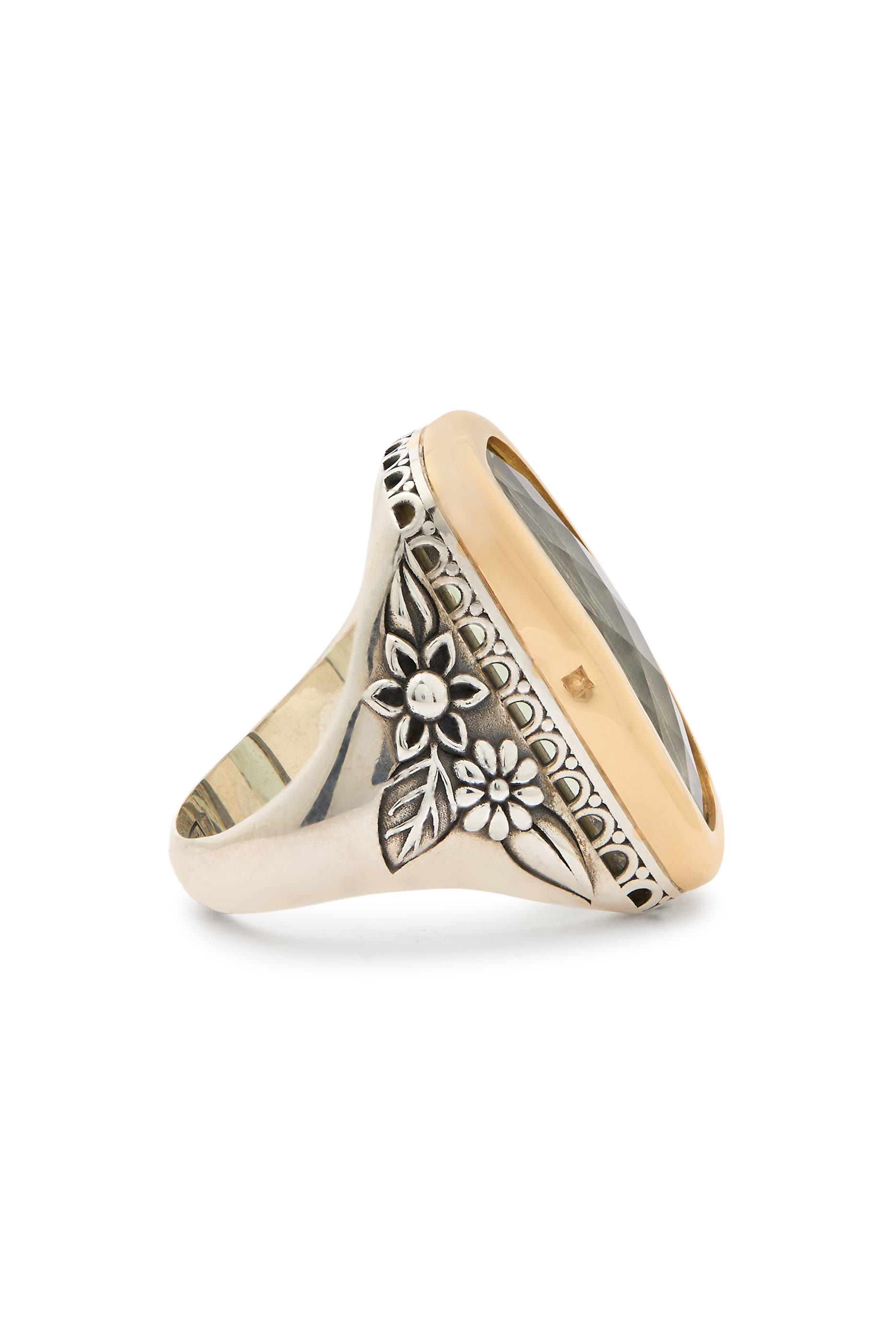 Flower Garden Ring, 18K Yellow Gold with Sterling Silver & Amethyst