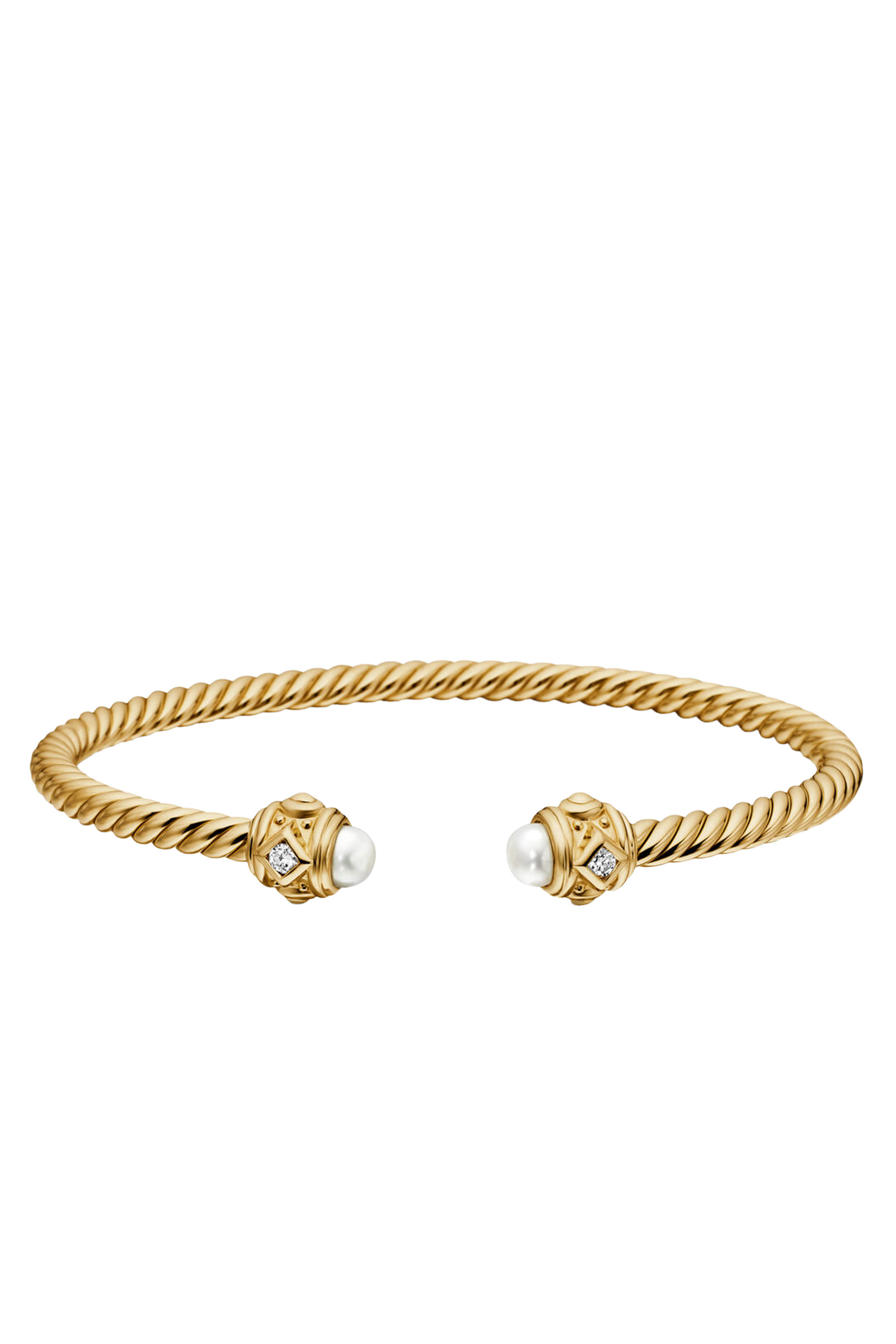 Renaissance Cablespira Bracelet, 18K Yellow Gold with Diamonds & Pearl