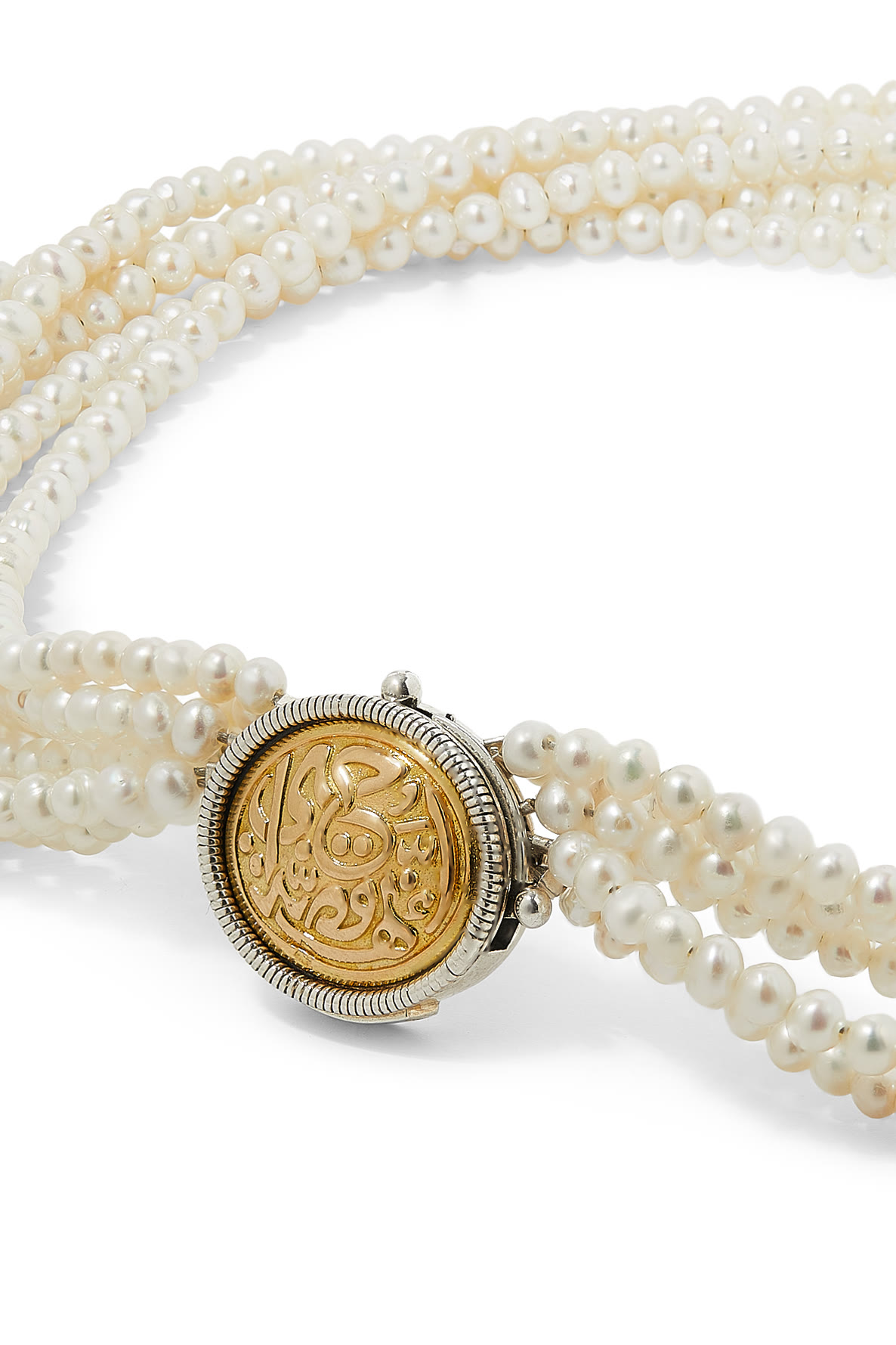She is My Love Story Beaded Necklace, 18K Yellow Gold with Sterling Silver & Pearls