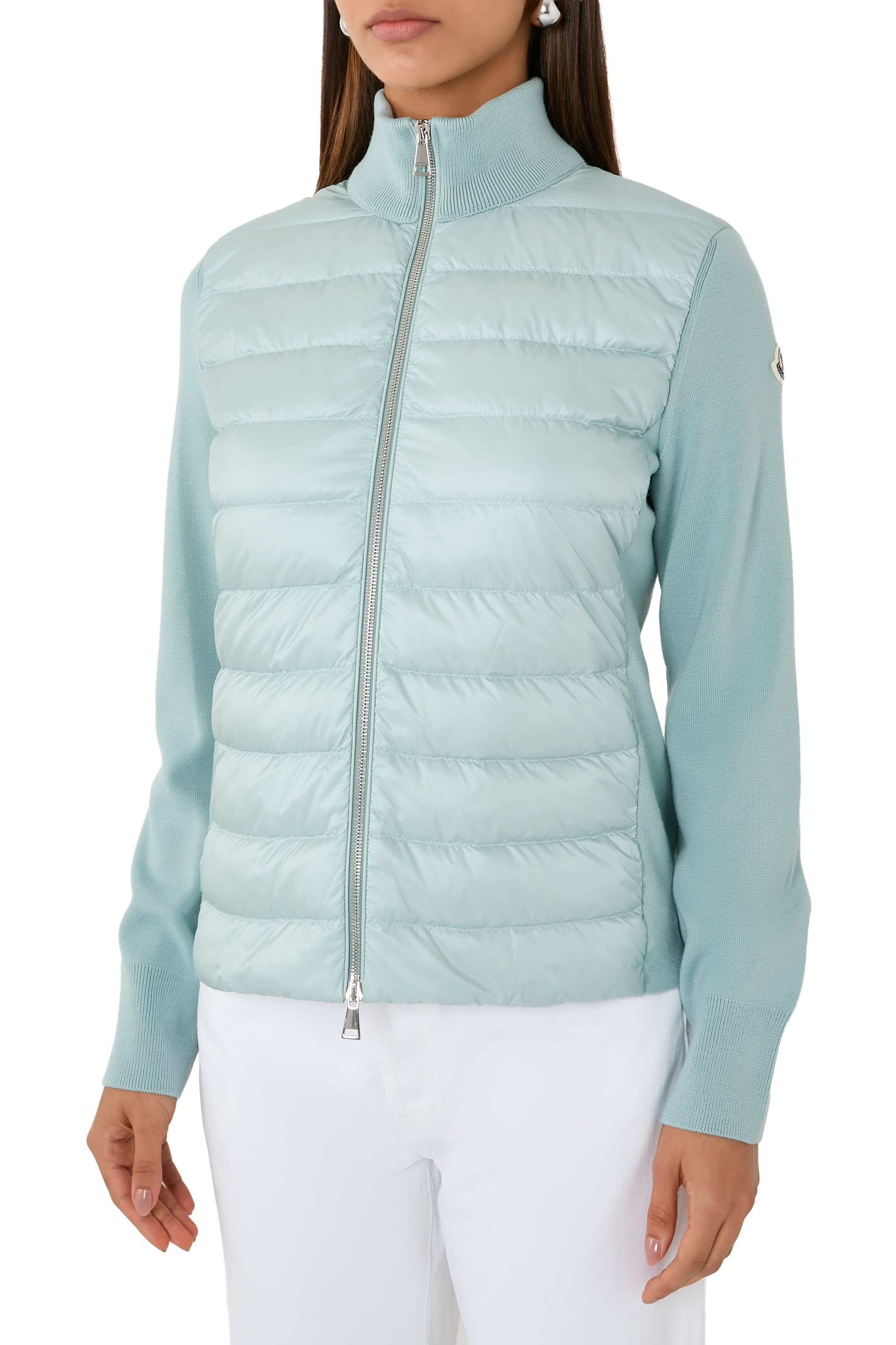  Padded Wool Zip-Up Cardigan