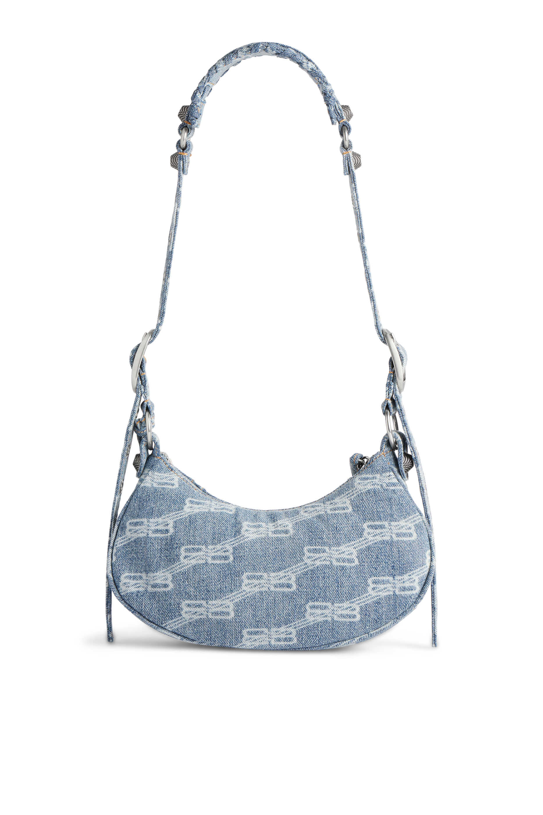 Le Cagole XS Shoulder Bag BB Monogram Bleached Denim