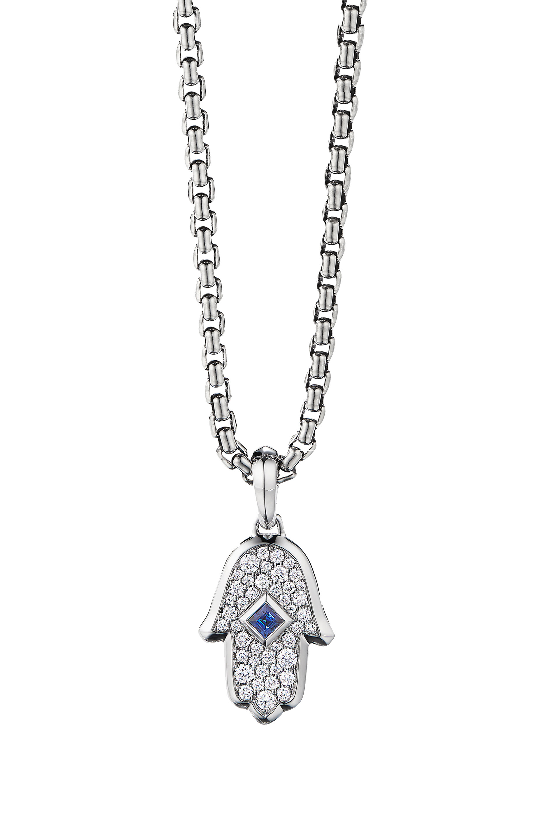 Hamsa Diamond And Sapphire Amulet