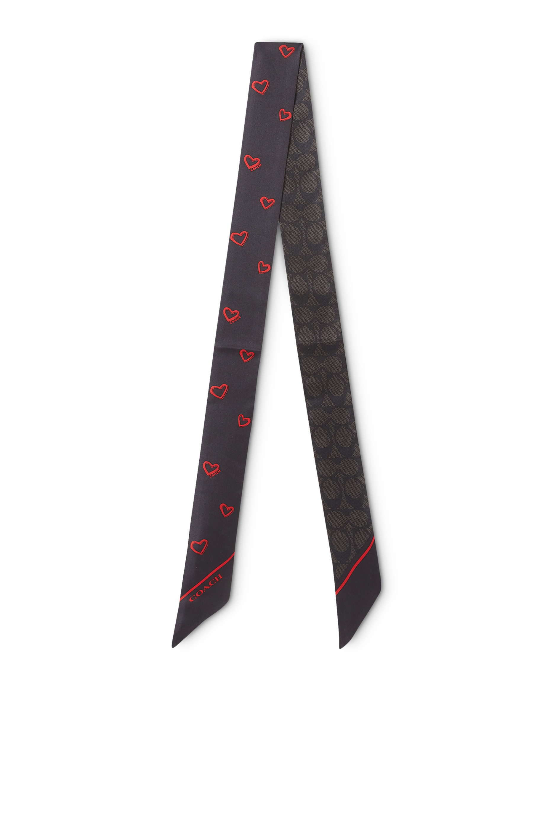 Logo Heart Print Skinny Scarf