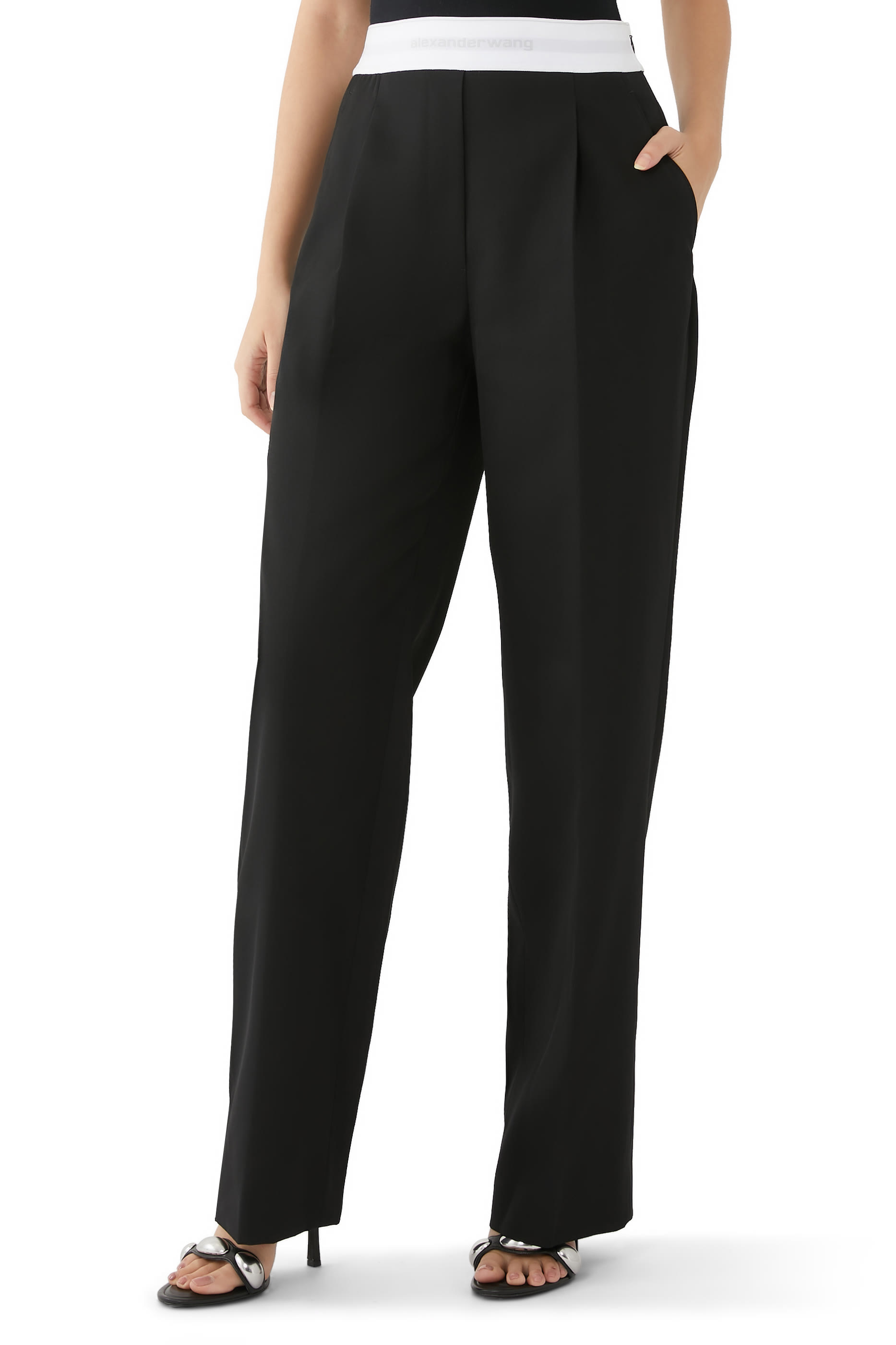 Straight Logo Waistband Trousers