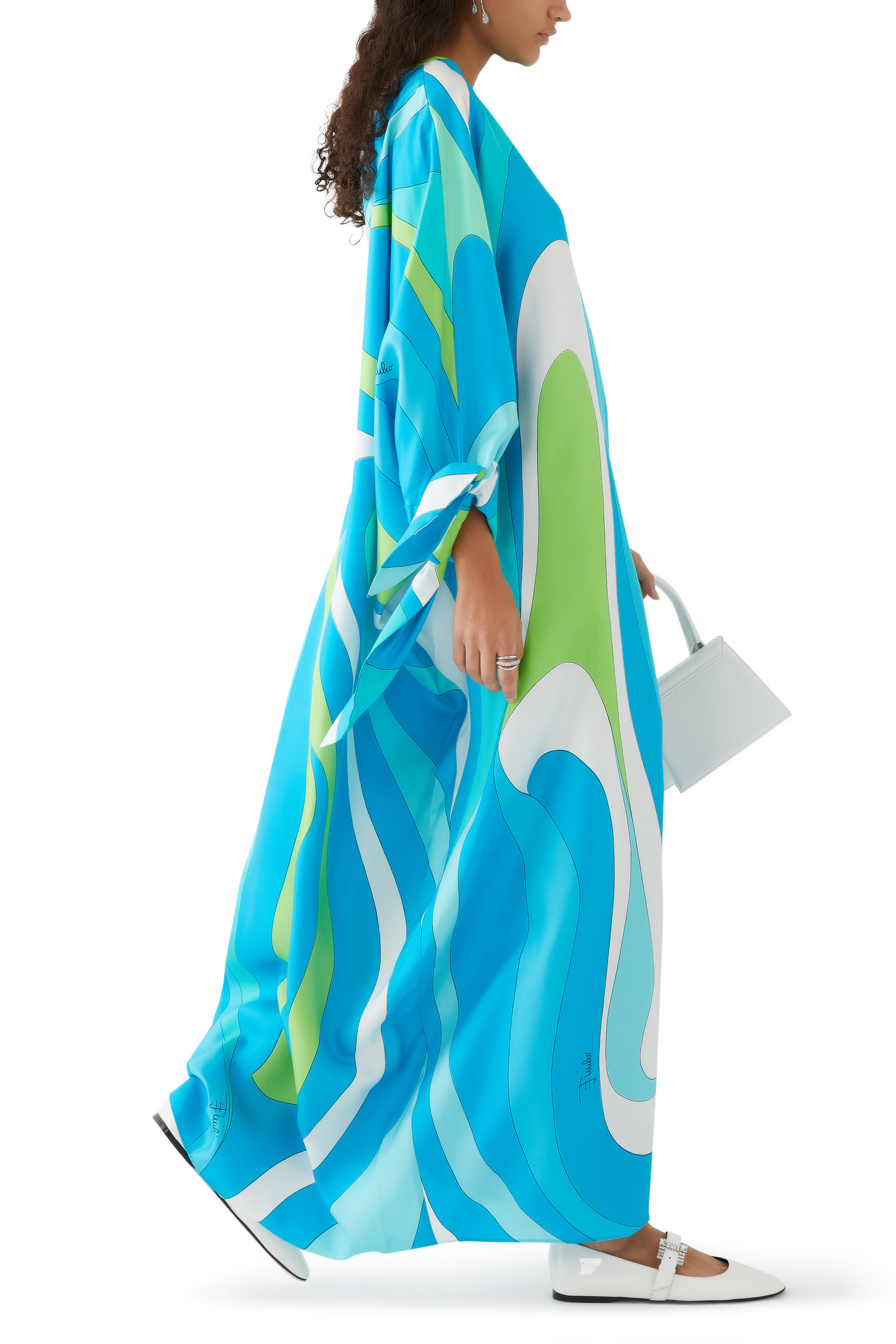 Marmo-Print Silk-Twill Kaftan