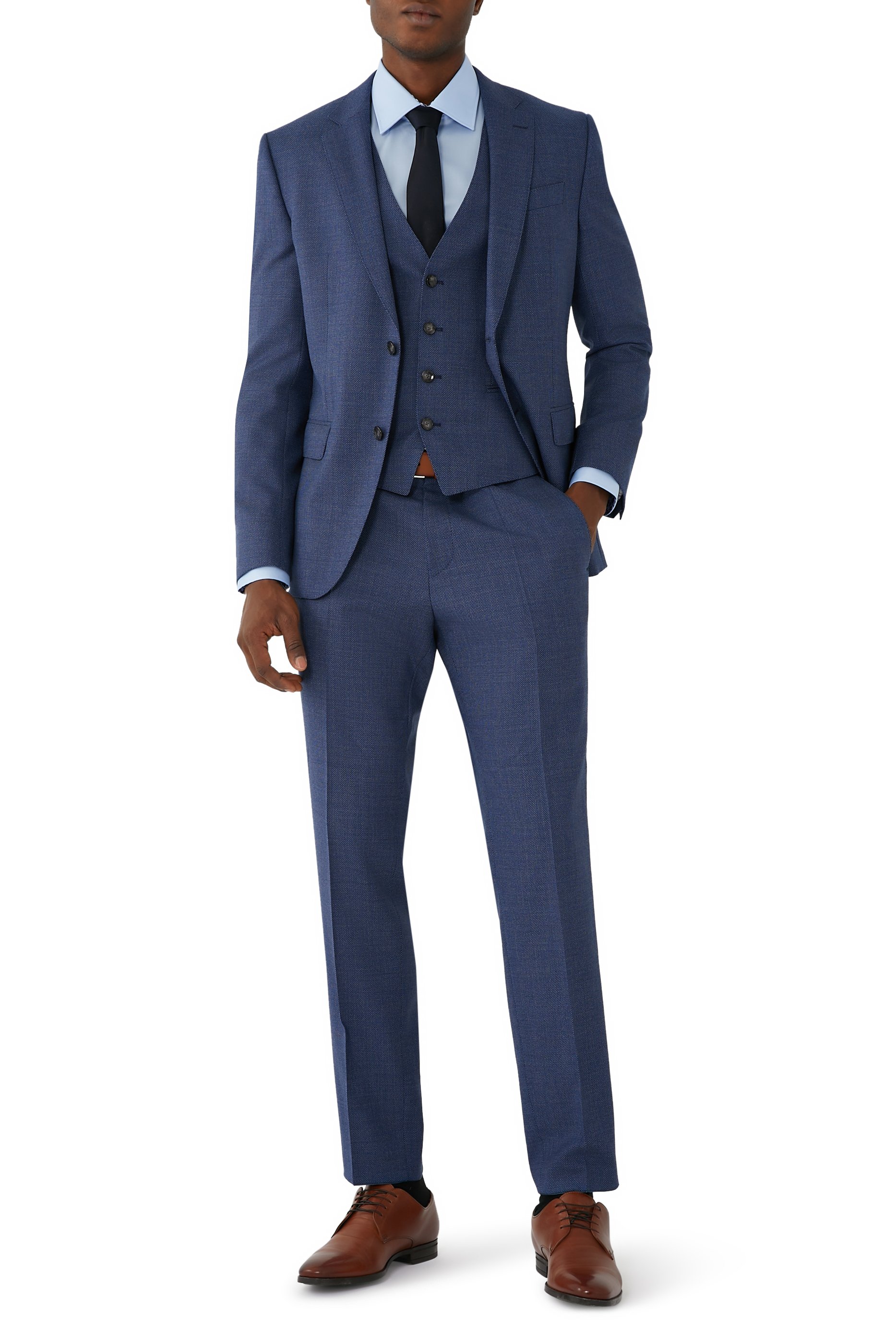 Wool-Blend Three-Piece Slim-Fit Suit
