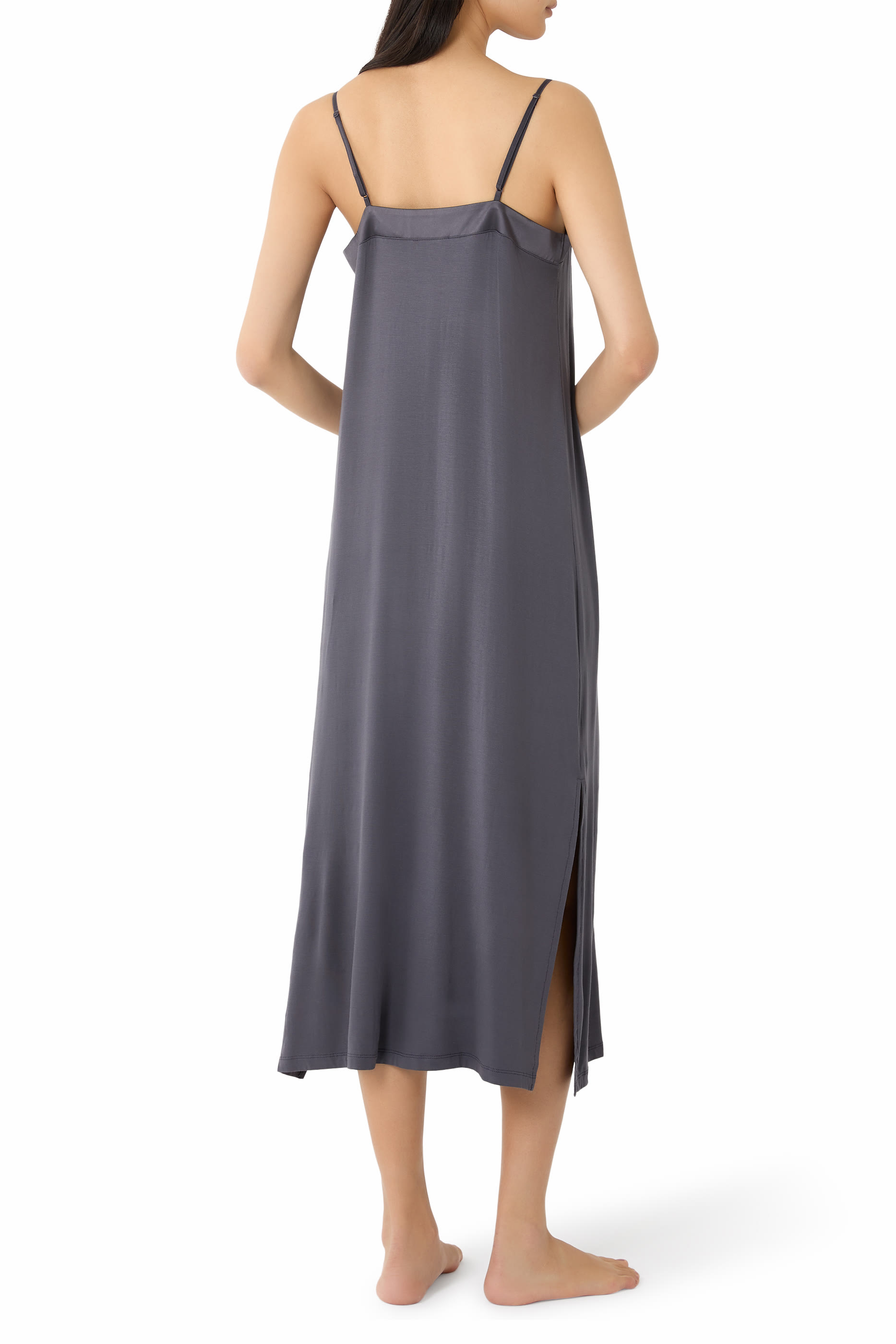  Jersey Satin Trim Maxi Nightdress