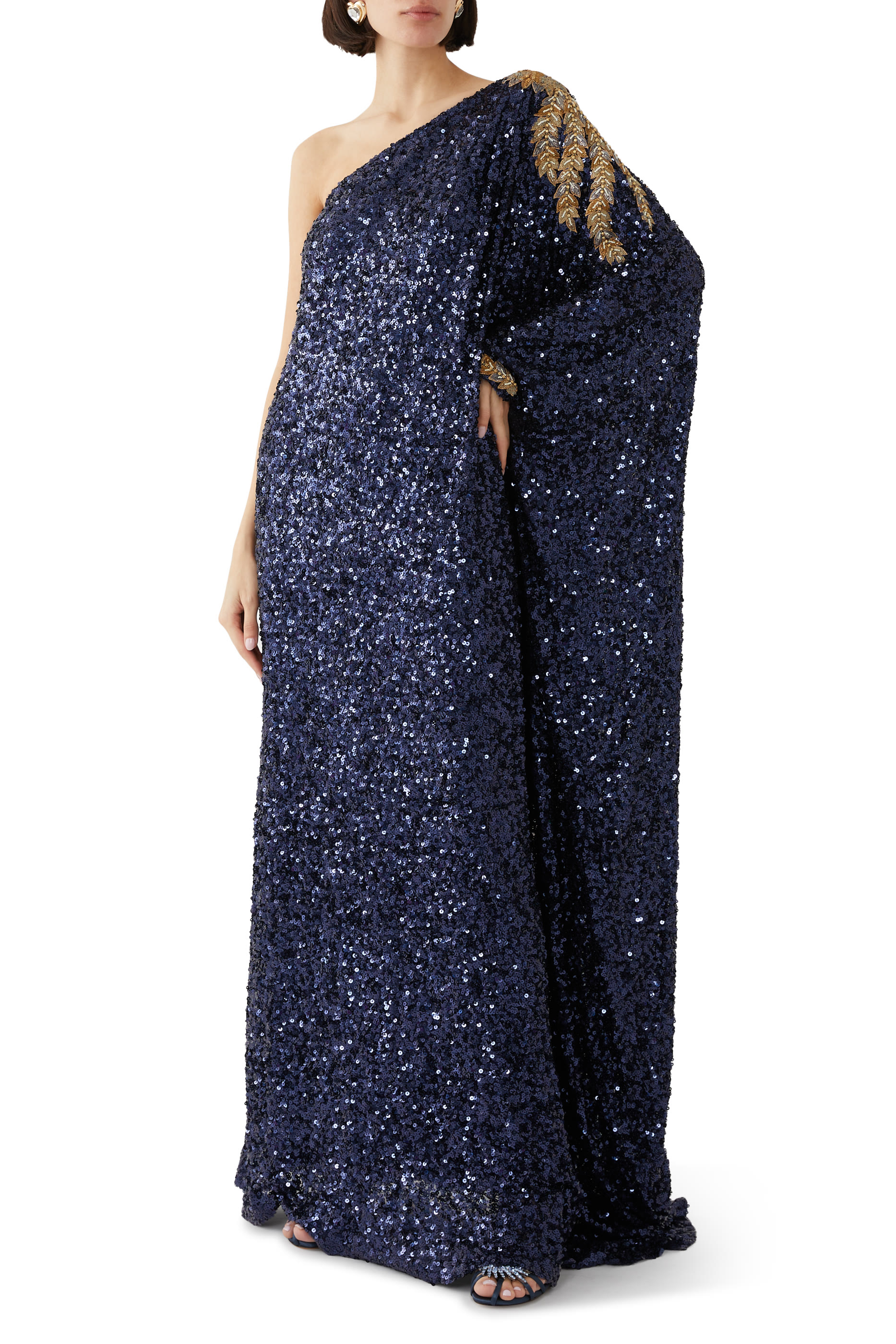 Majestic One-Shoulder Sequin Kaftan